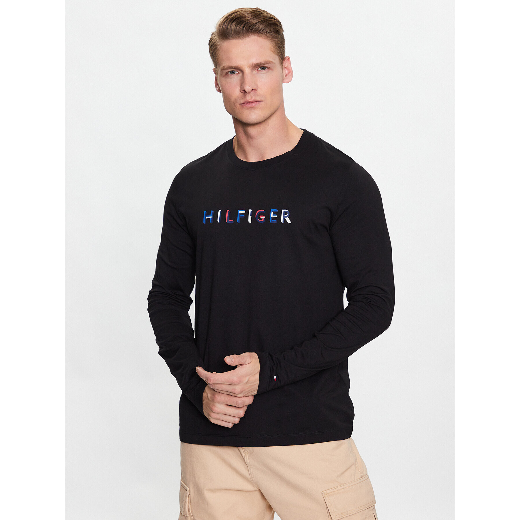 Tommy Hilfiger Longsleeve MW0MW31537 Negru Slim Fit - Pled.ro