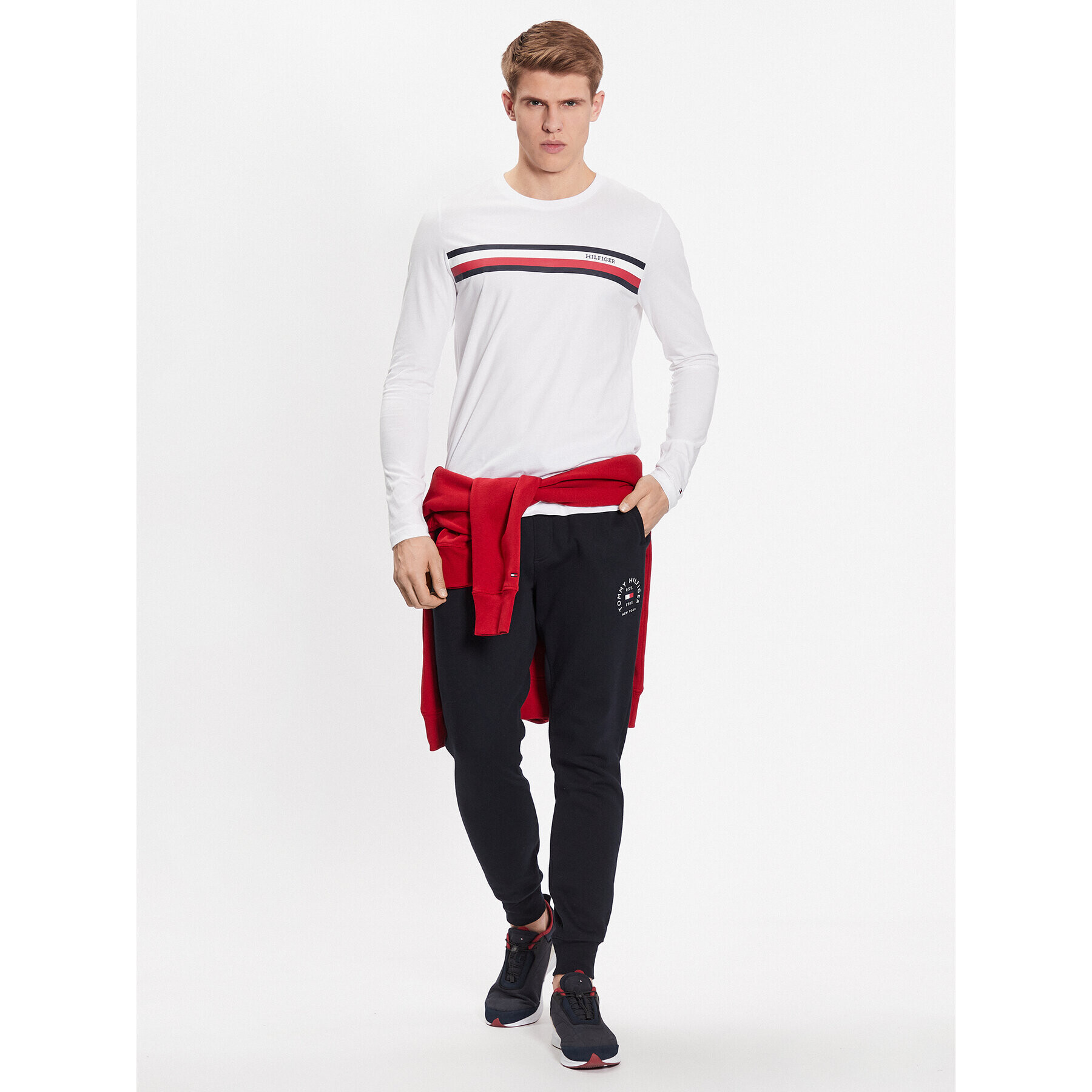 Tommy Hilfiger Longsleeve MW0MW32366 Alb Slim Fit - Pled.ro