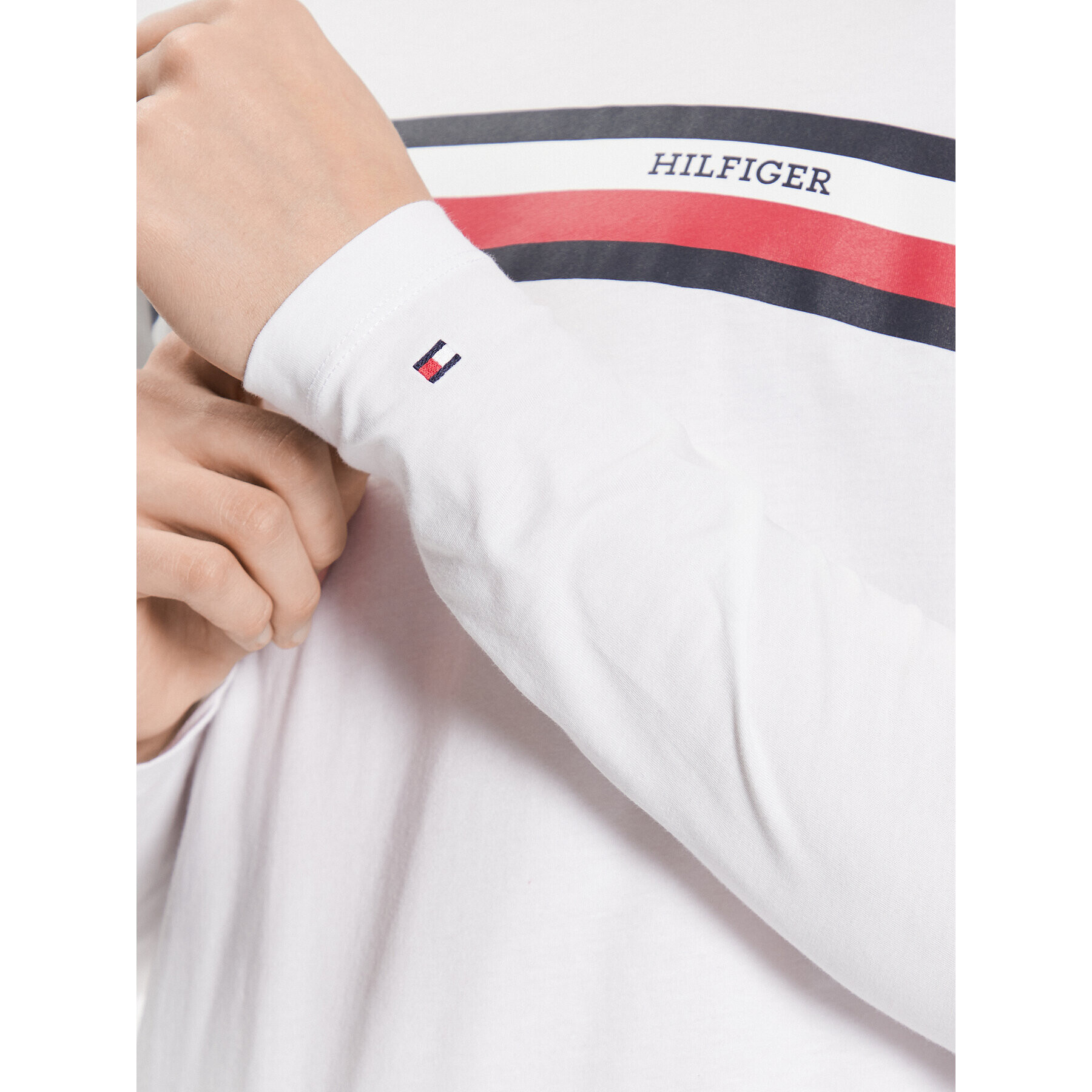 Tommy Hilfiger Longsleeve MW0MW32366 Alb Slim Fit - Pled.ro