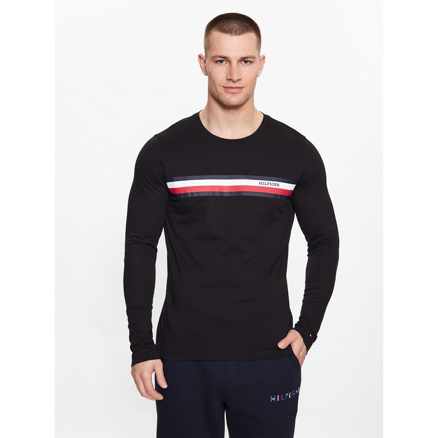 Tommy Hilfiger Longsleeve MW0MW32366 Negru Slim Fit - Pled.ro