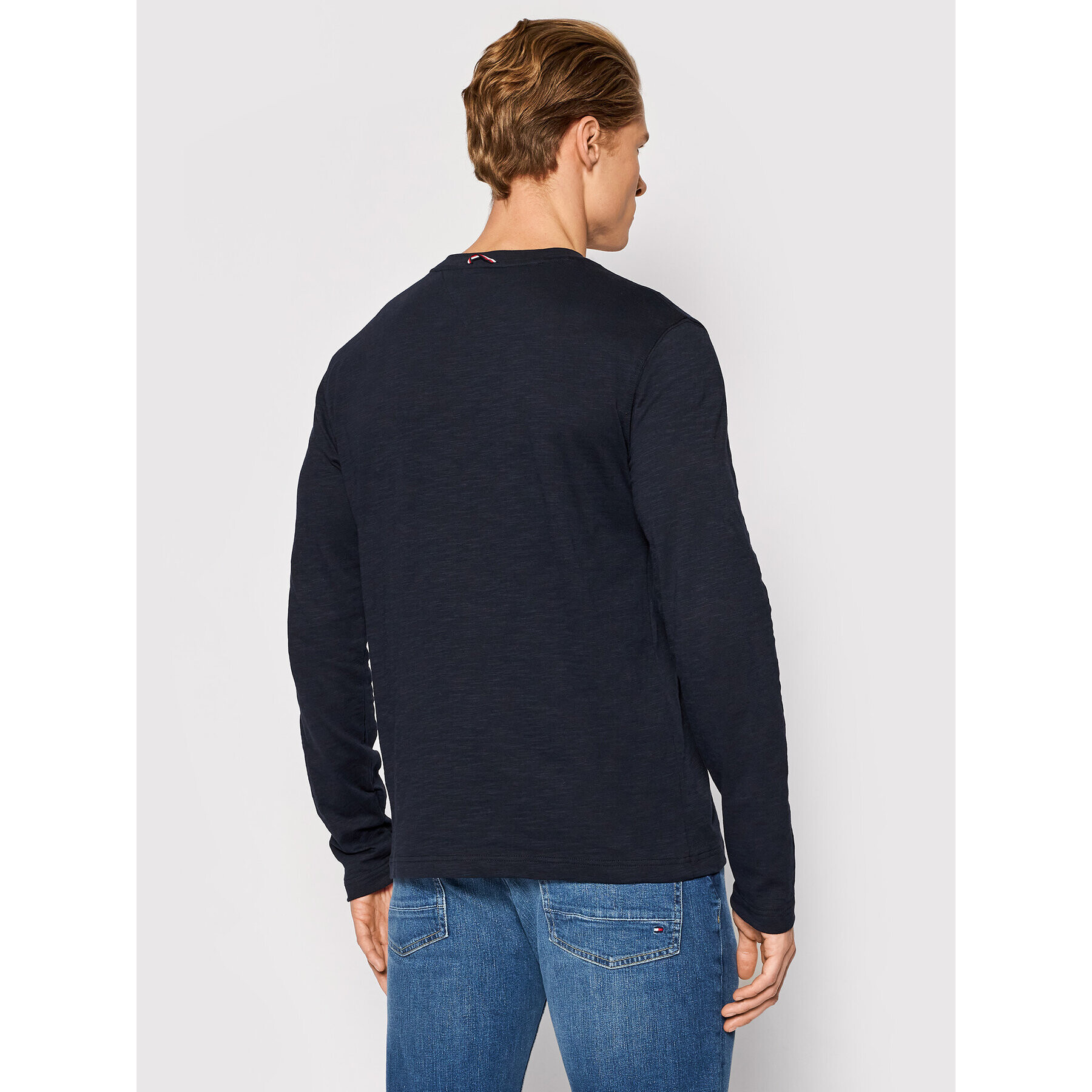 Tommy Hilfiger Longsleeve Slub Henley MW0MW22174 Bleumarin Regular Fit - Pled.ro