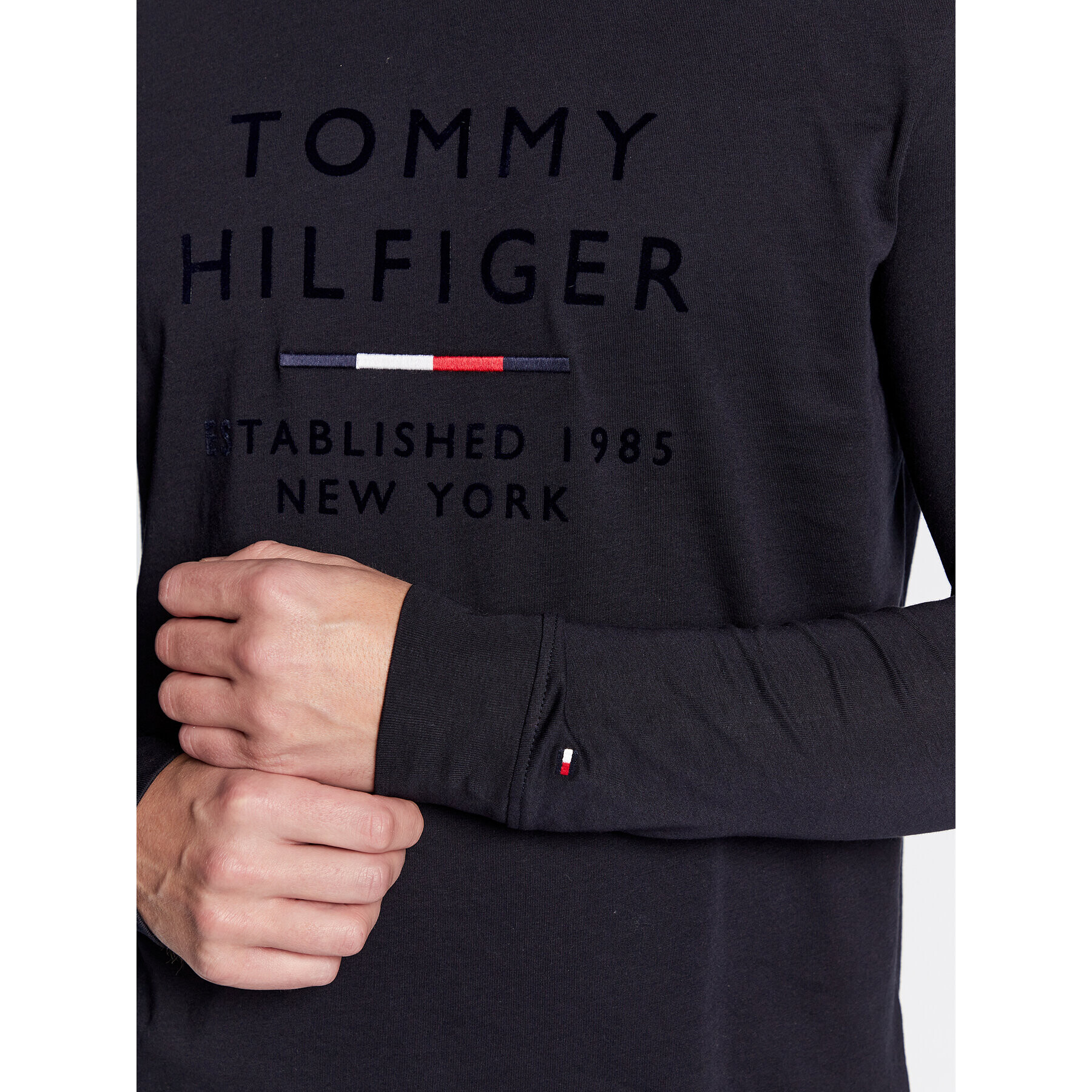 Tommy Hilfiger Longsleeve Stacked New York Flock MW0MW29727 Bleumarin Regular Fit - Pled.ro