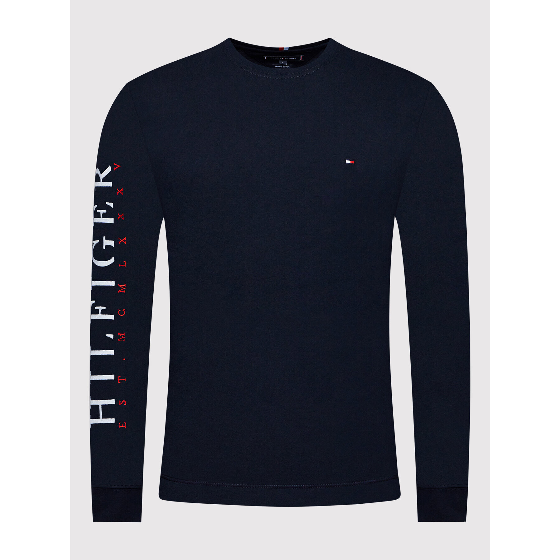 Tommy Hilfiger Longsleeve Vertical Logo MW0MW22131 Bleumarin Regular Fit - Pled.ro