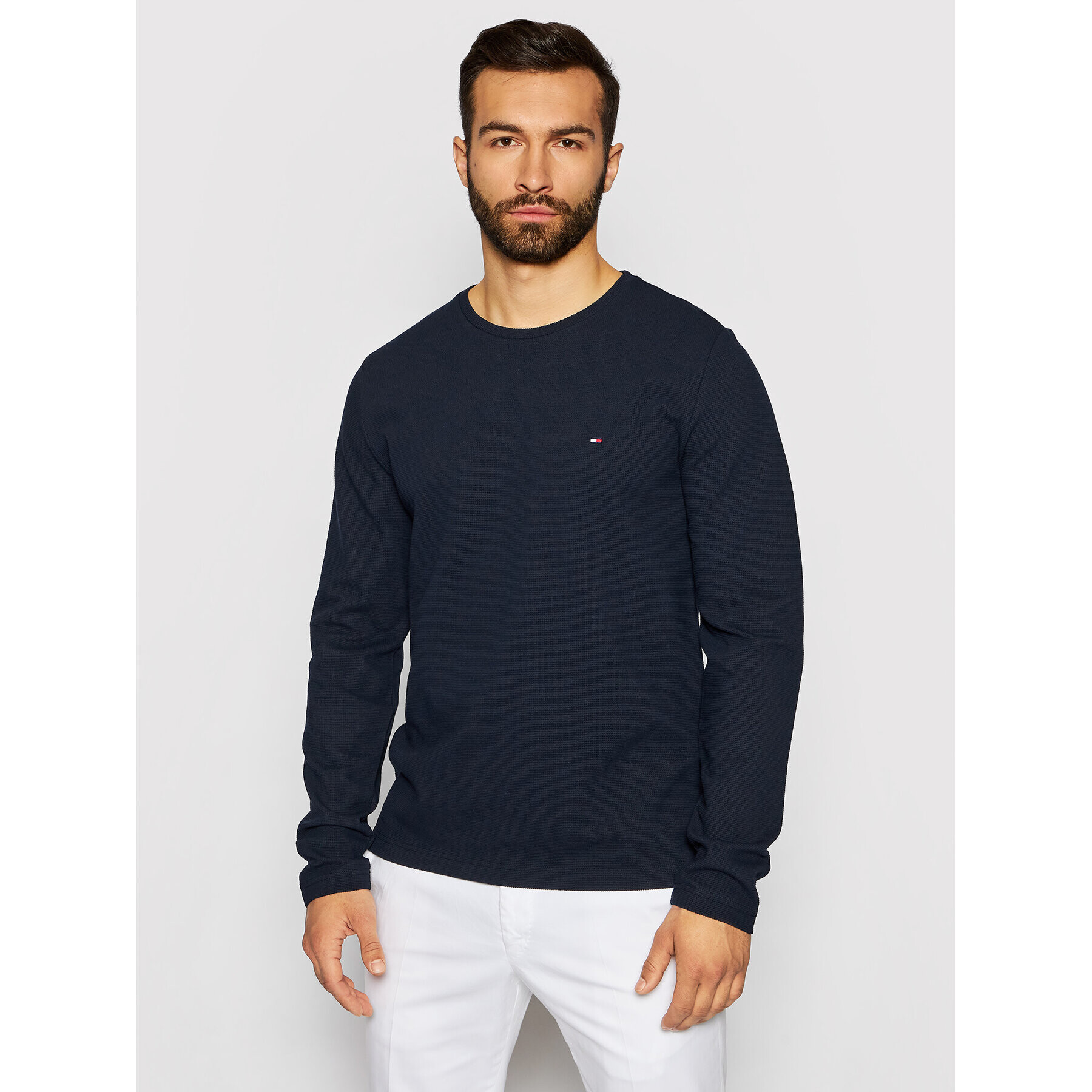 Tommy Hilfiger Longsleeve Waffle Long MW0MW16796 Bleumarin Regular Fit - Pled.ro