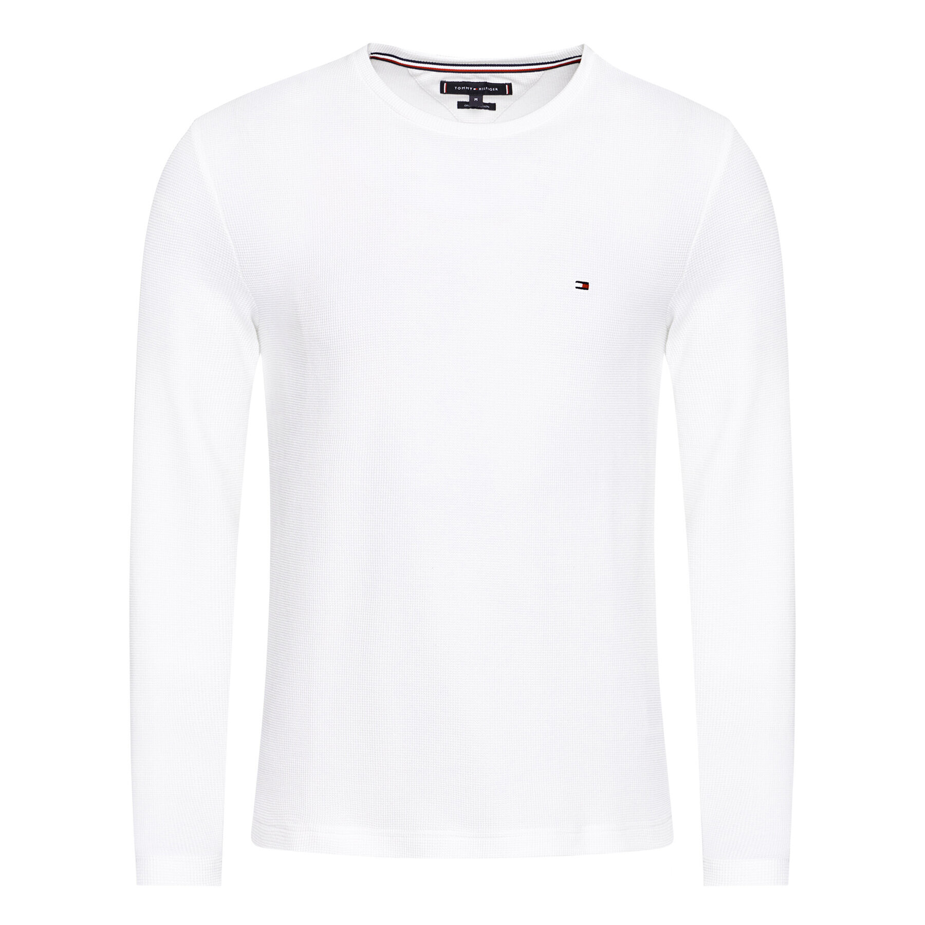 Tommy Hilfiger Longsleeve Wafle MW0MW16796 Alb Regular Fit - Pled.ro