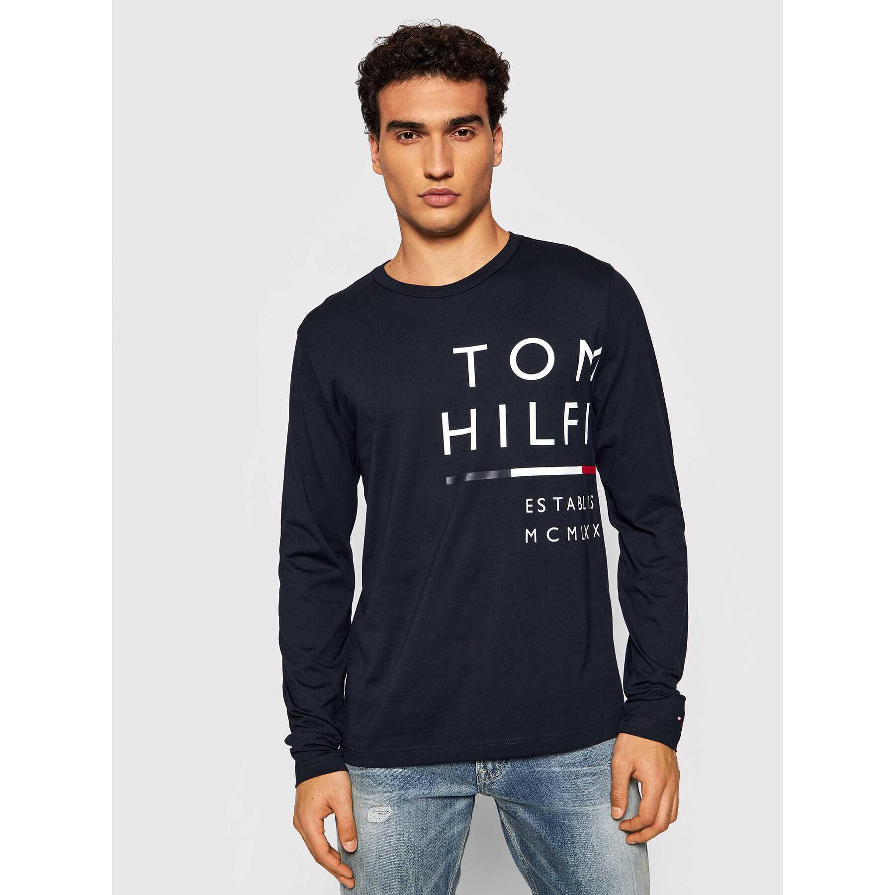 Tommy Hilfiger Longsleeve Wrap Around Graphic MW0MW20150 Bleumarin Regular Fit - Pled.ro