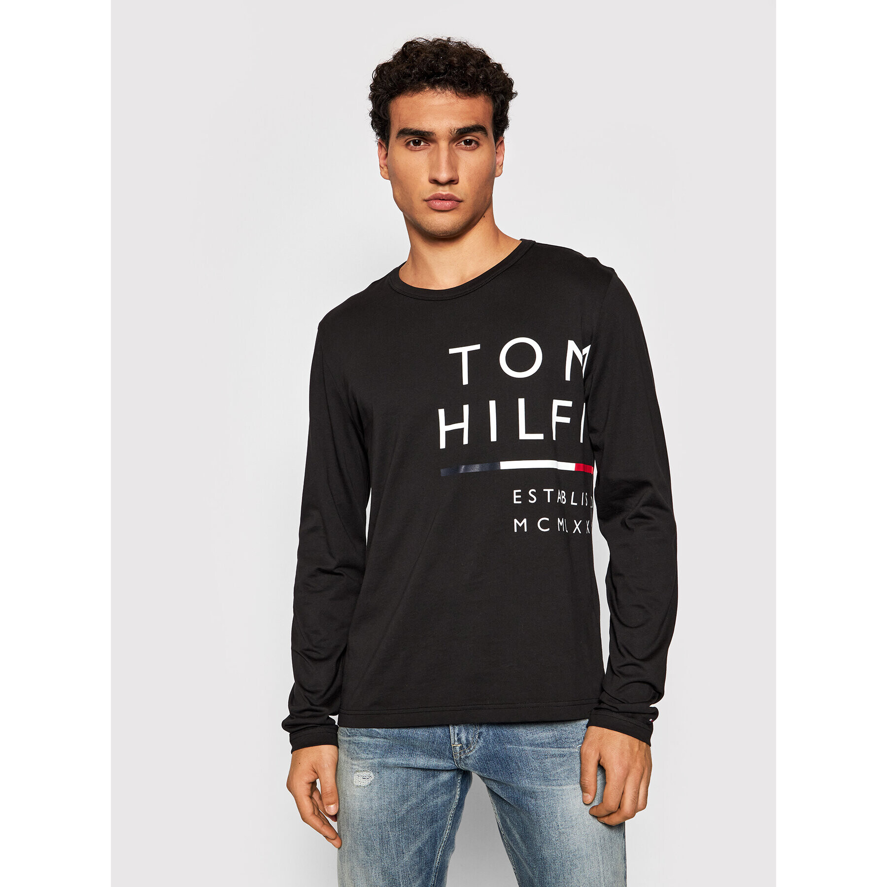 Tommy Hilfiger Longsleeve Wrap Around Graphic MW0MW20150 Negru Regular Fit - Pled.ro