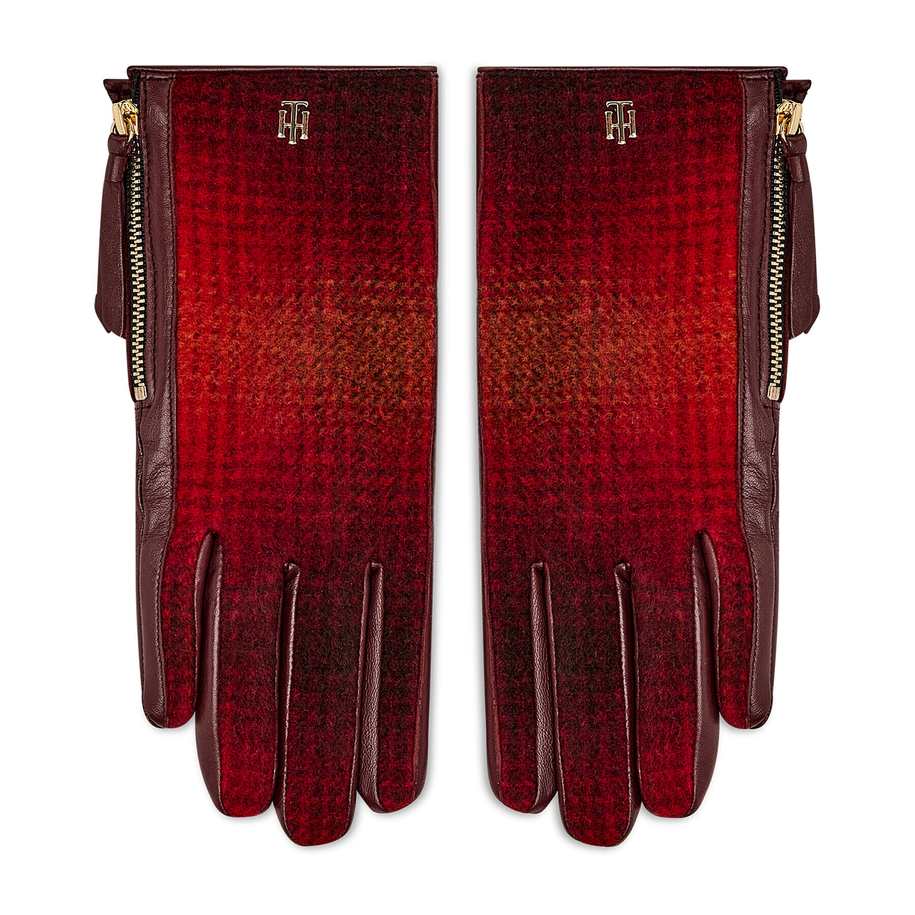 Tommy Hilfiger Mănuși de Damă Th Elevated Mix Gloves Check AW0AW10736 Roșu - Pled.ro