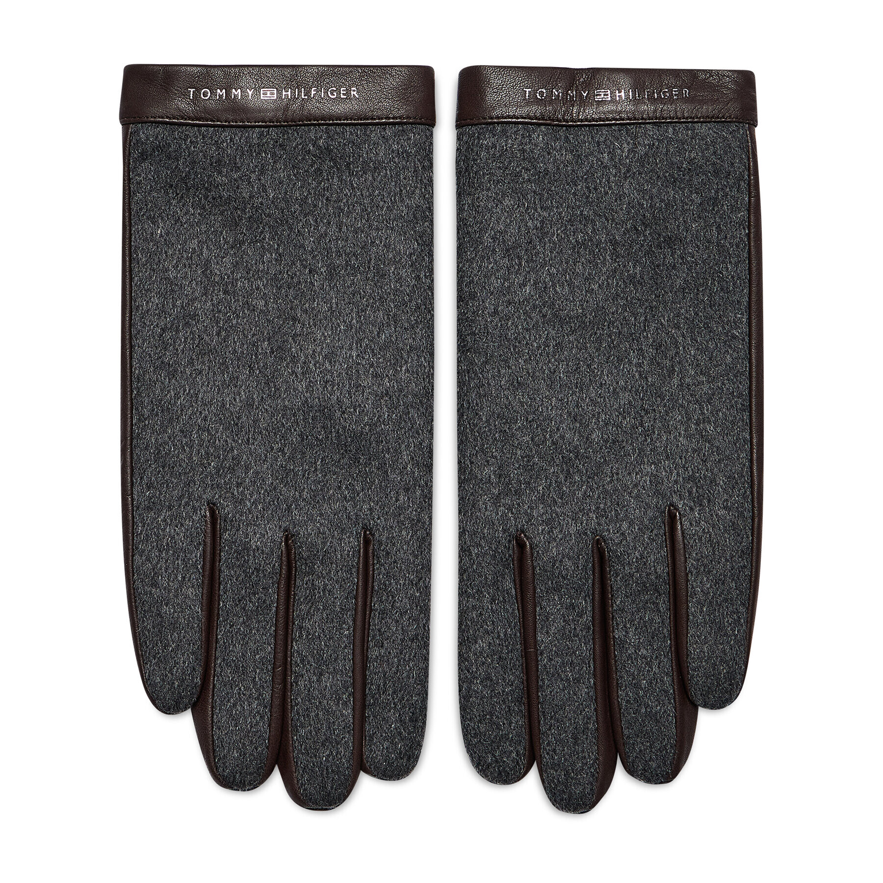 Tommy Hilfiger Mănuși pentru Bărbați Textile Mix Leather Gloves AM0AM07883 Gri - Pled.ro