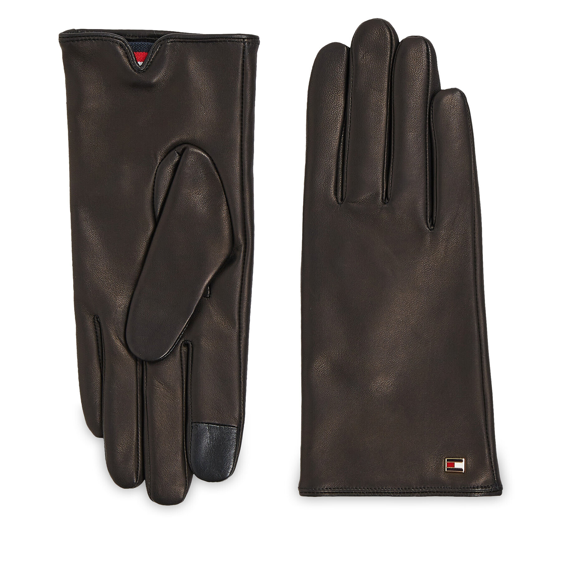 Tommy Hilfiger Mănuși de Damă Essential Flag Leather Gloves AW0AW15360 Negru - Pled.ro