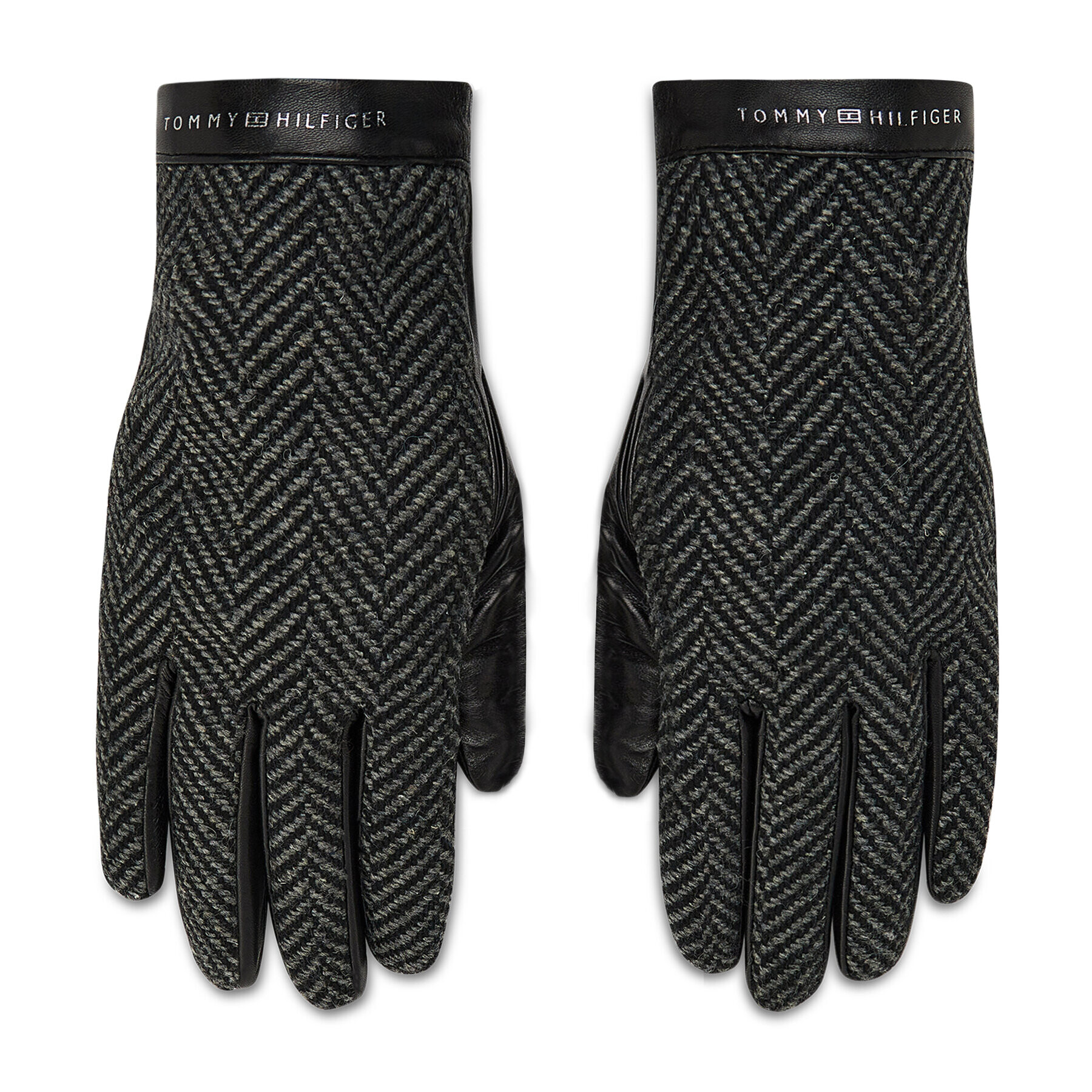 Tommy Hilfiger Mănuși pentru Bărbați Textile Mix Leather Gloves AM0AM07883 Negru - Pled.ro