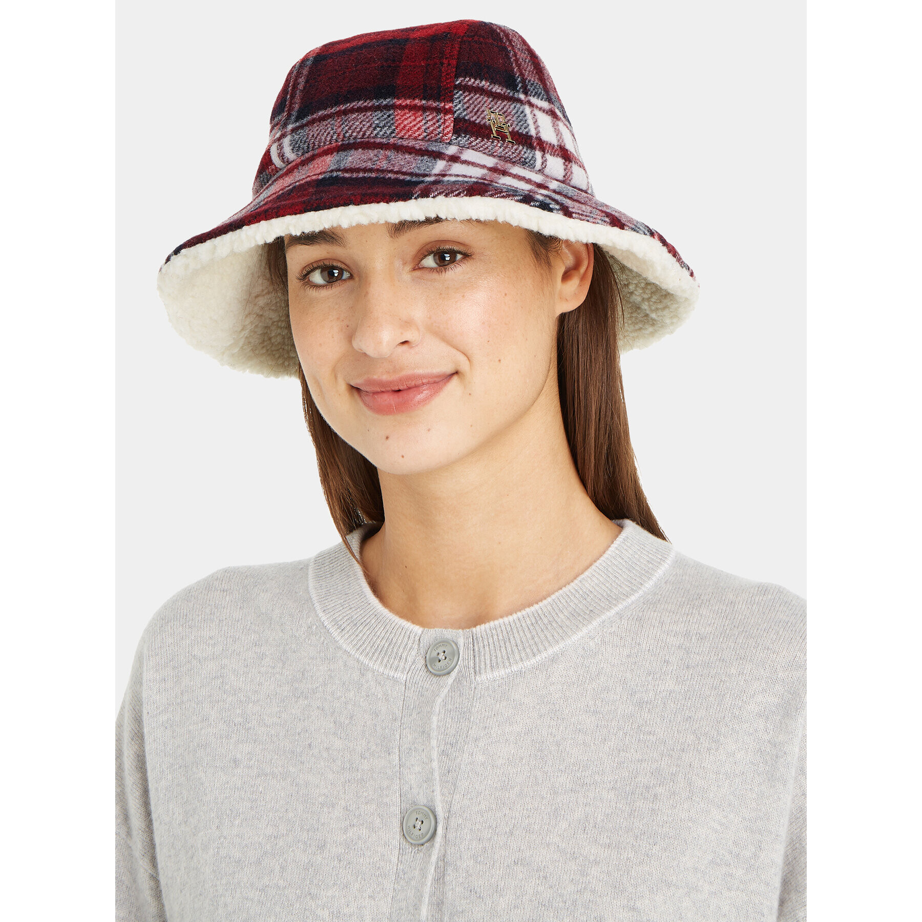 Tommy Hilfiger Pălărie Tommy Check Bucket Hat AW0AW15313 Bleumarin - Pled.ro