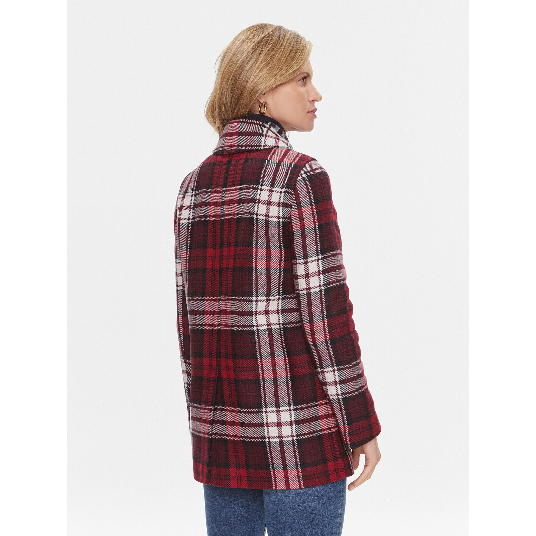 Tommy Hilfiger Palton Tartan WW0WW40256 Roșu Regular Fit - Pled.ro