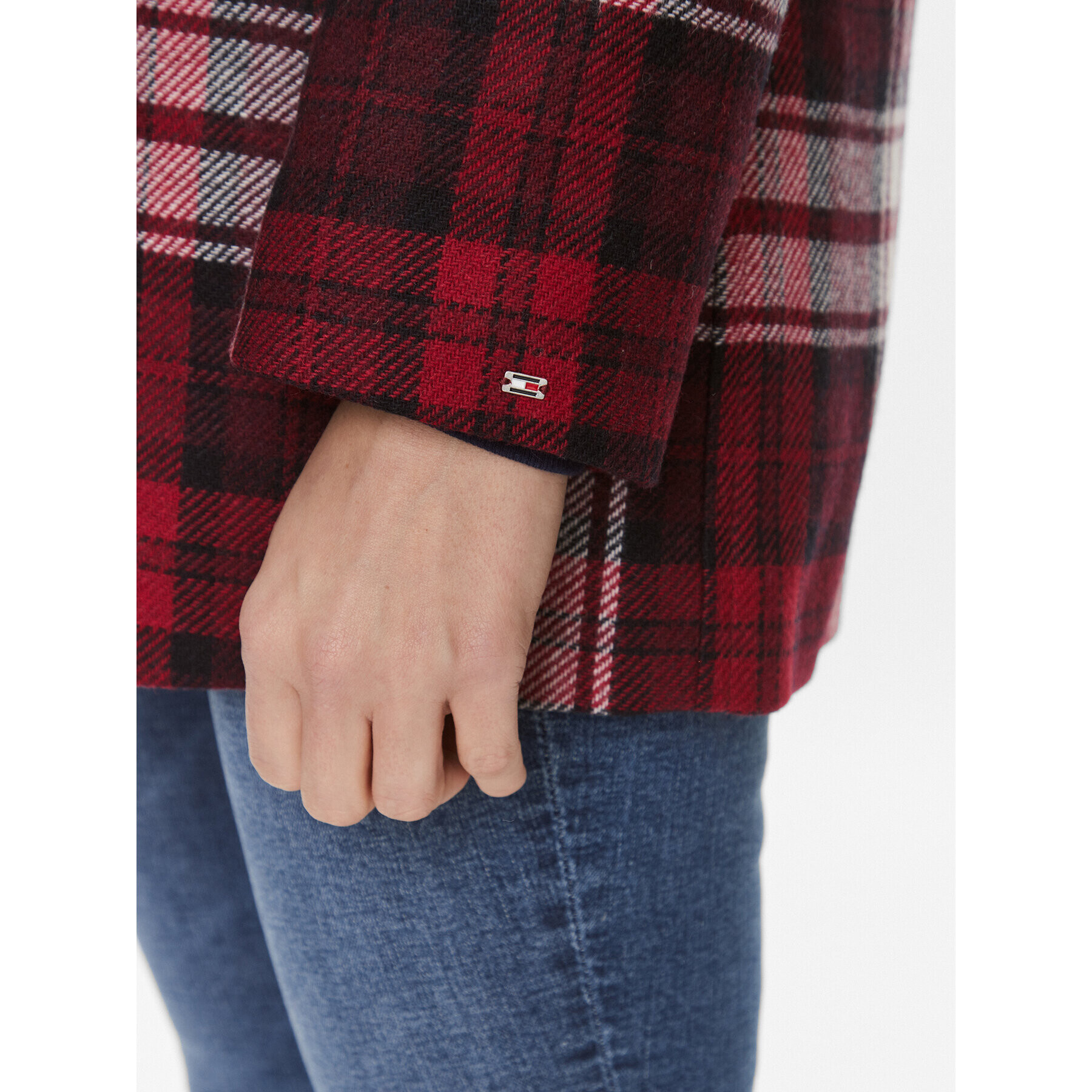 Tommy Hilfiger Palton Tartan WW0WW40256 Roșu Regular Fit - Pled.ro