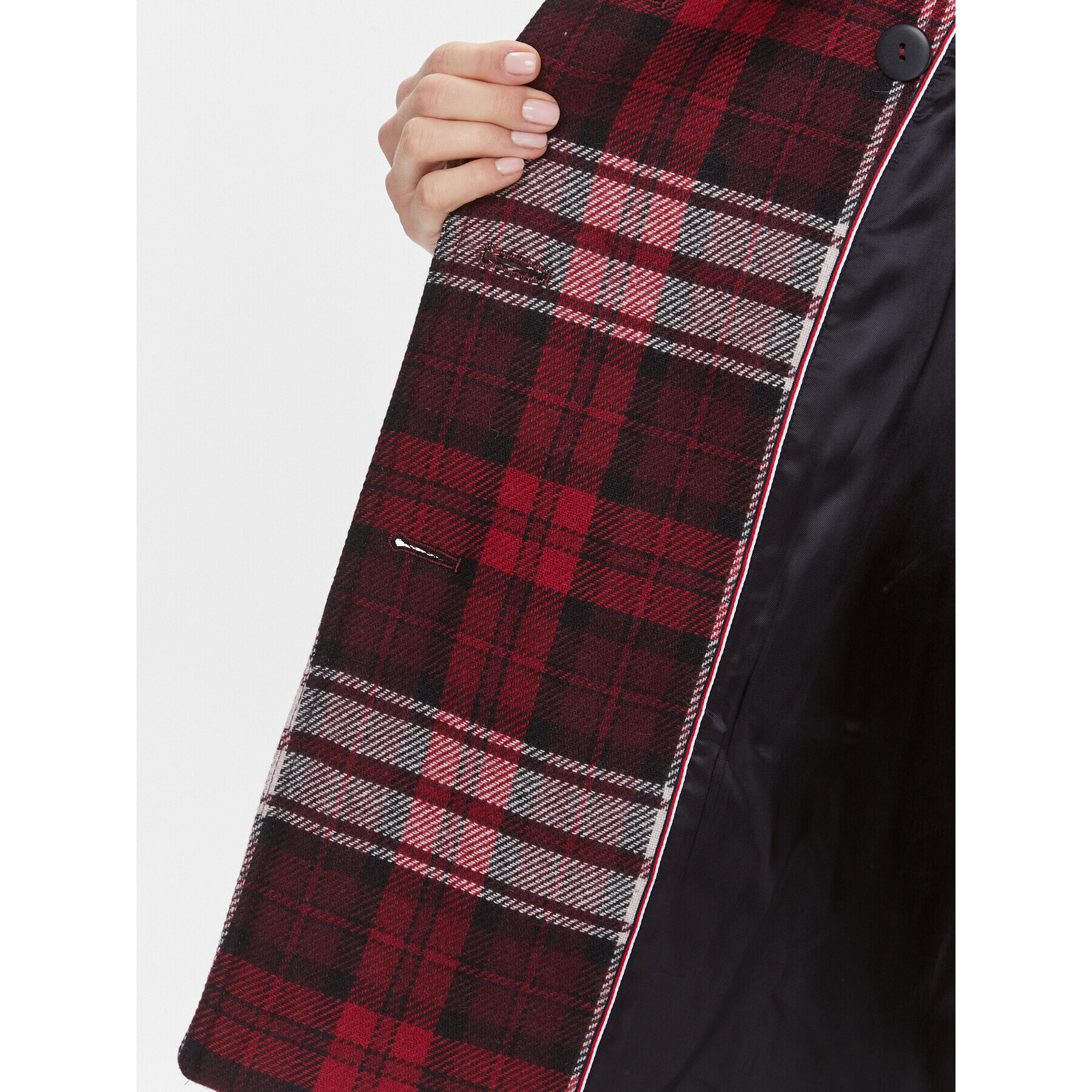 Tommy Hilfiger Palton Tartan WW0WW40256 Roșu Regular Fit - Pled.ro