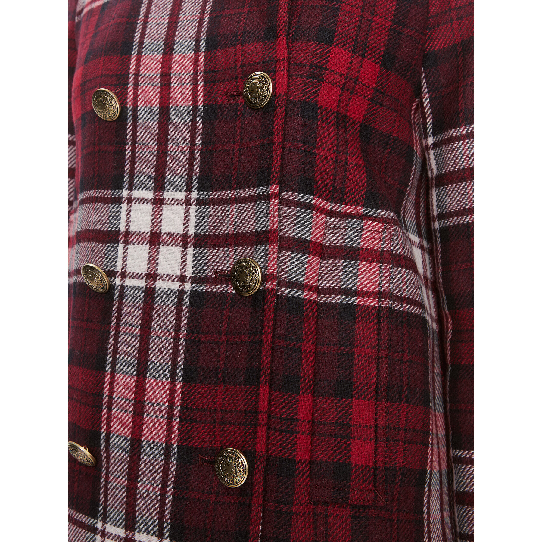 Tommy Hilfiger Palton Tartan WW0WW40256 Roșu Regular Fit - Pled.ro