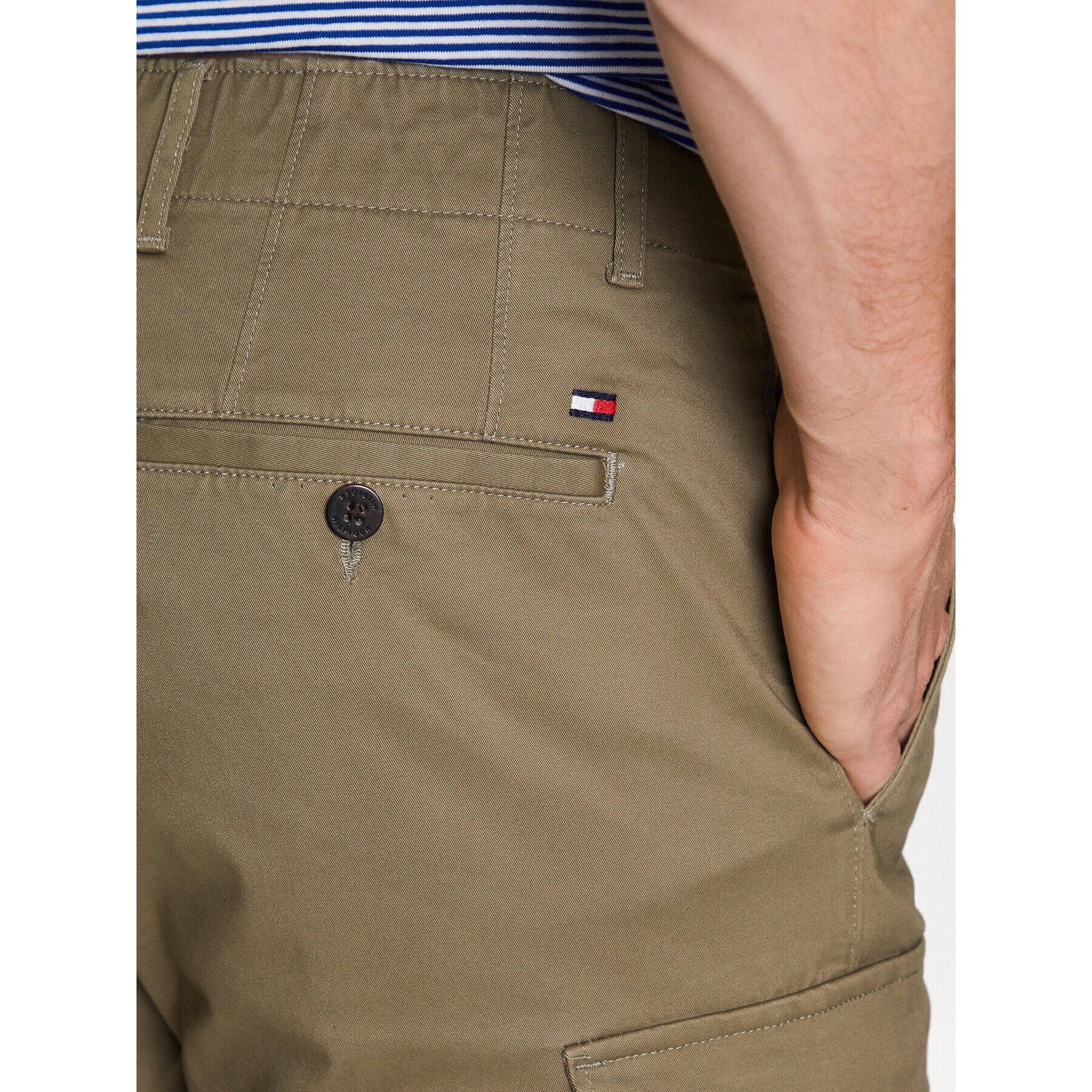 Tommy Hilfiger Pantalon scurți din material John Cargo 1985 MW0MW31244 Verde Regular Fit - Pled.ro