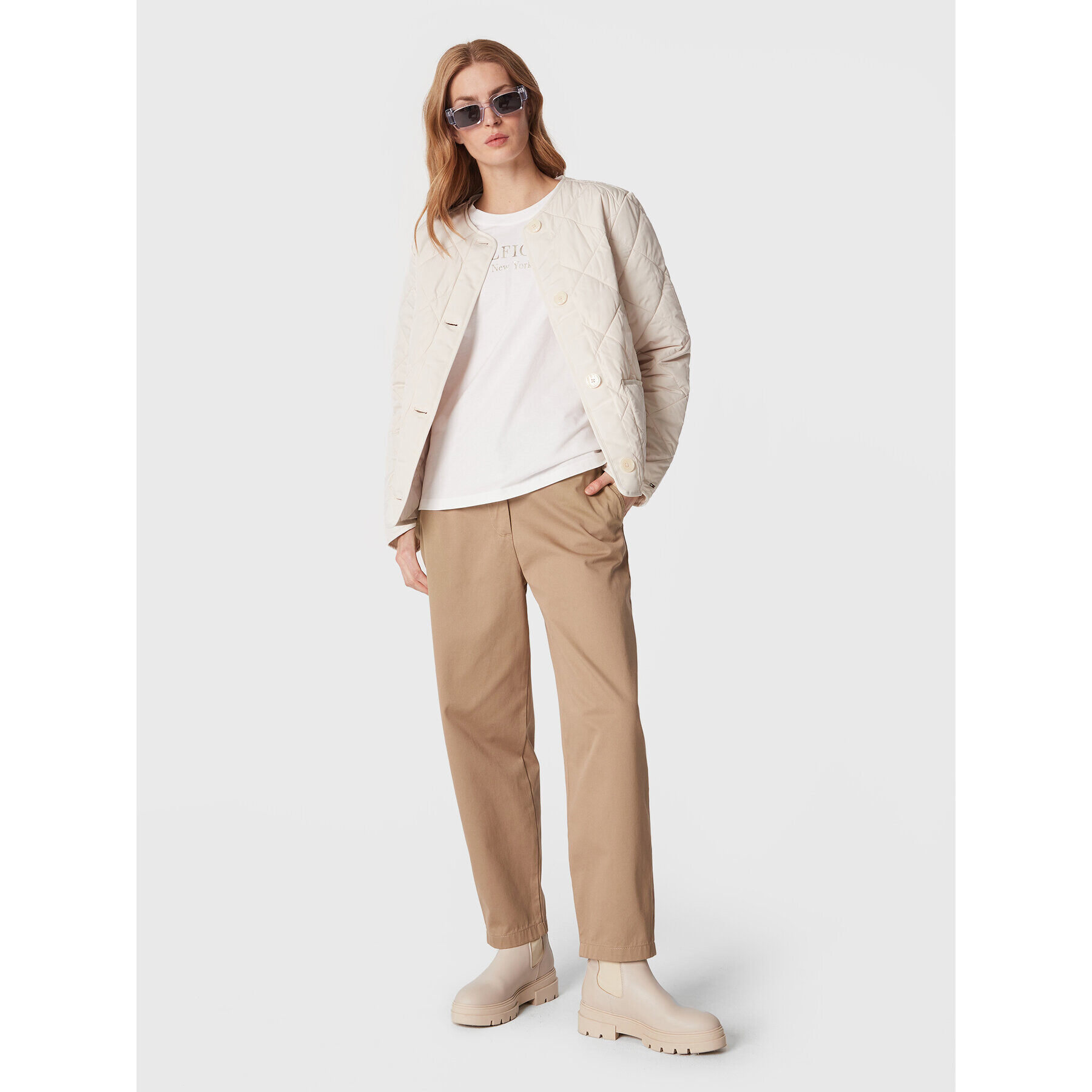 Tommy Hilfiger Pantaloni chino Balloon WW0WW37087 Bej Relaxed Fit - Pled.ro