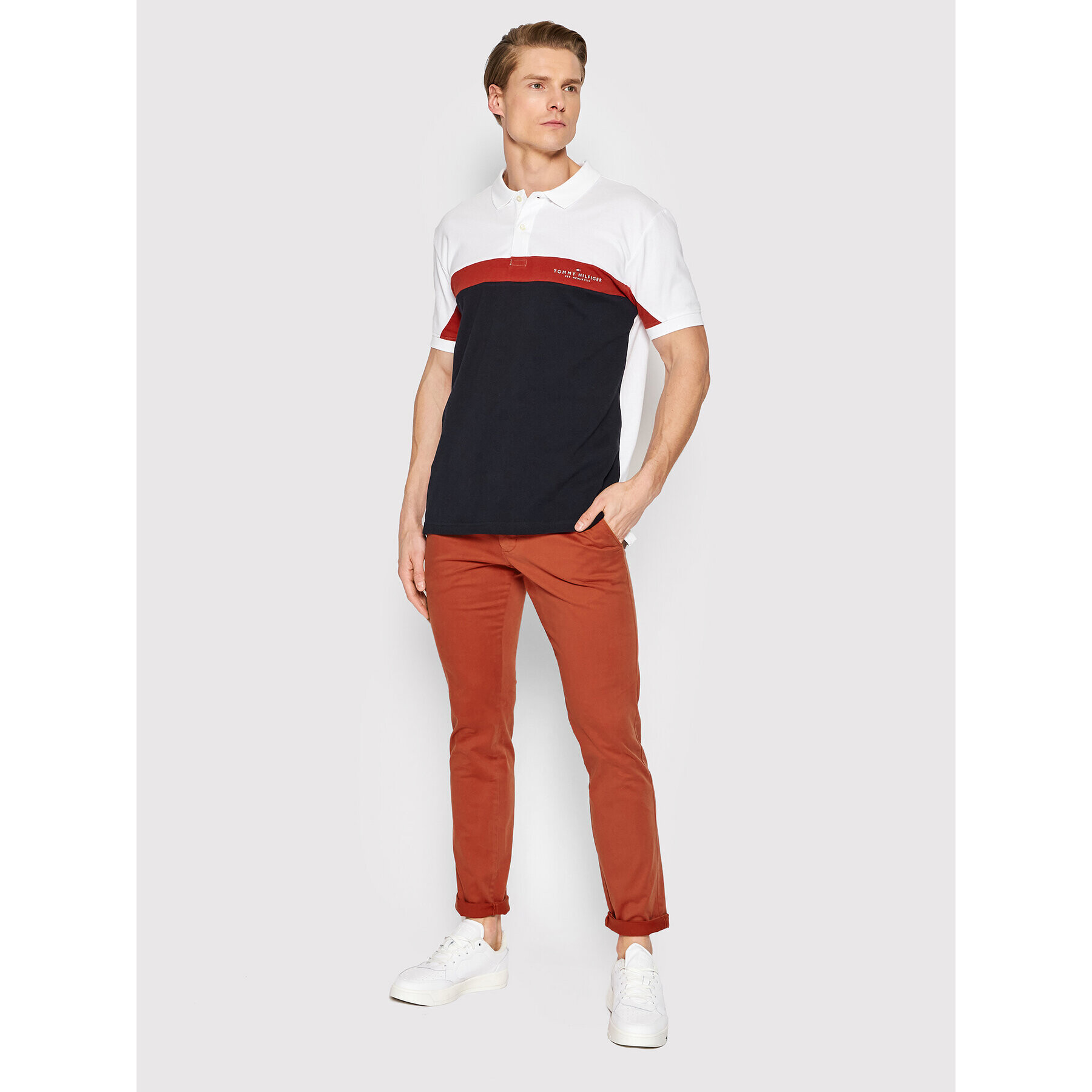 Tommy Hilfiger Pantaloni chino Bleecker MW0MW13846 Roșu Slim Fit - Pled.ro