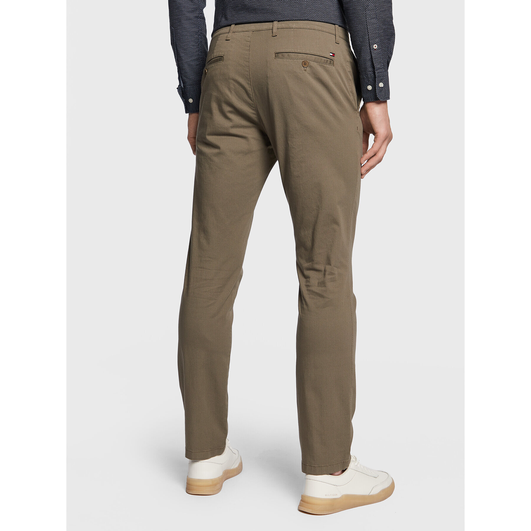 Tommy Hilfiger Pantaloni chino Denton Printed Structure MW0MW29648 Verde Straight Fit - Pled.ro