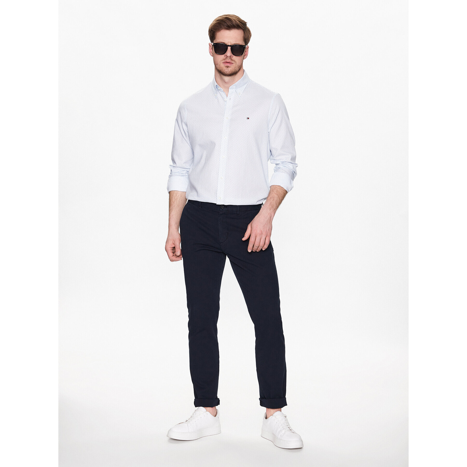 Tommy Hilfiger Pantaloni chino Denton Structure MW0MW31142 Bleumarin Straight Fit - Pled.ro