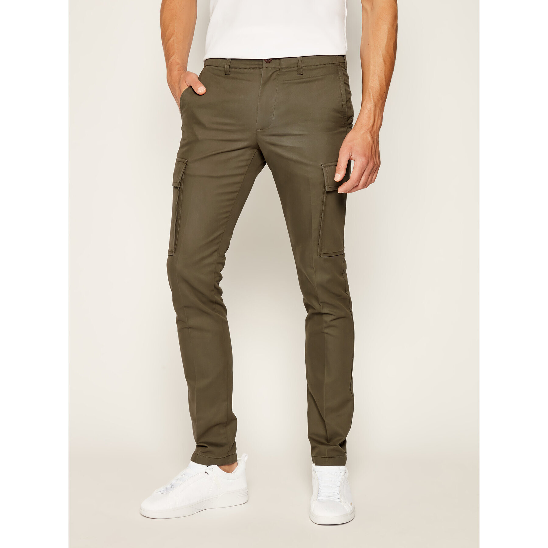 Tommy Hilfiger Pantaloni din material Bleecker MW0MW11785 Verde Slim Fit - Pled.ro