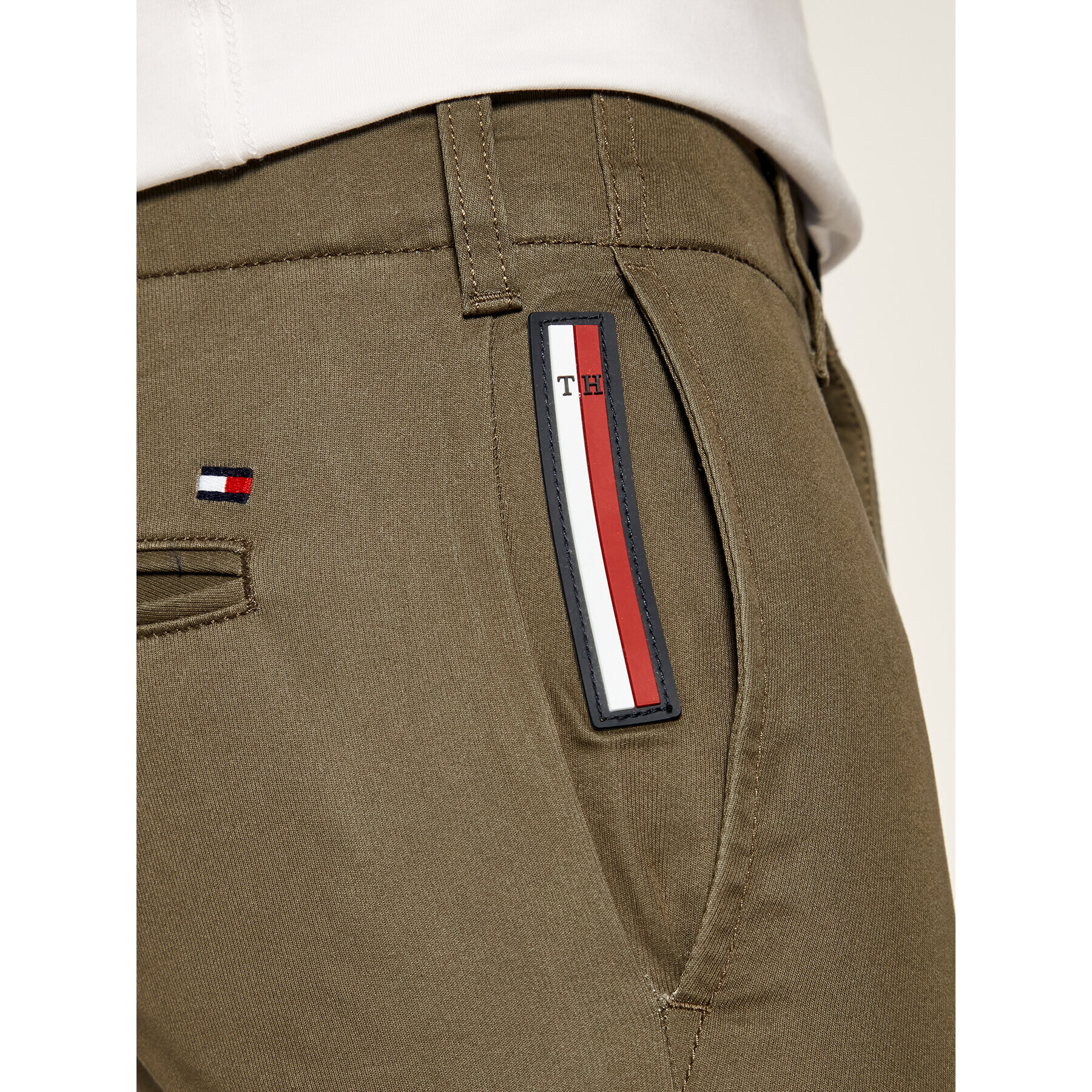 Tommy Hilfiger Pantaloni din material Bleecker MW0MW11785 Verde Slim Fit - Pled.ro