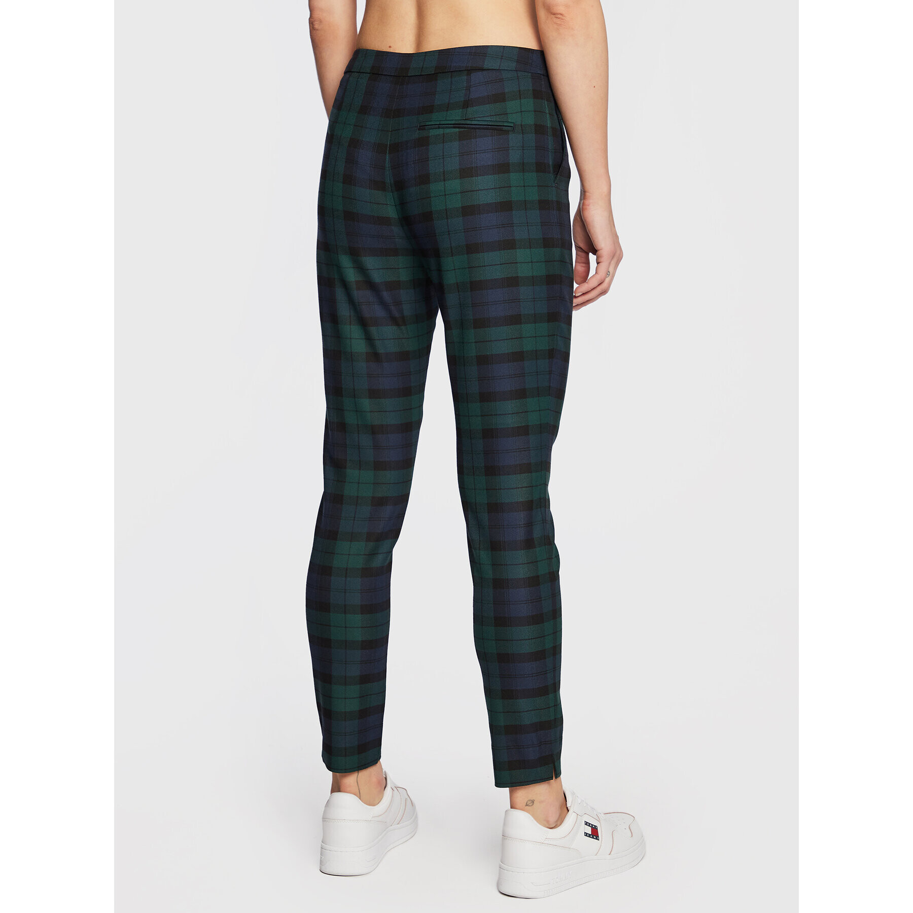 Tommy Hilfiger Pantaloni din material Blend Tartan WW0WW37289 Verde Slim Fit - Pled.ro