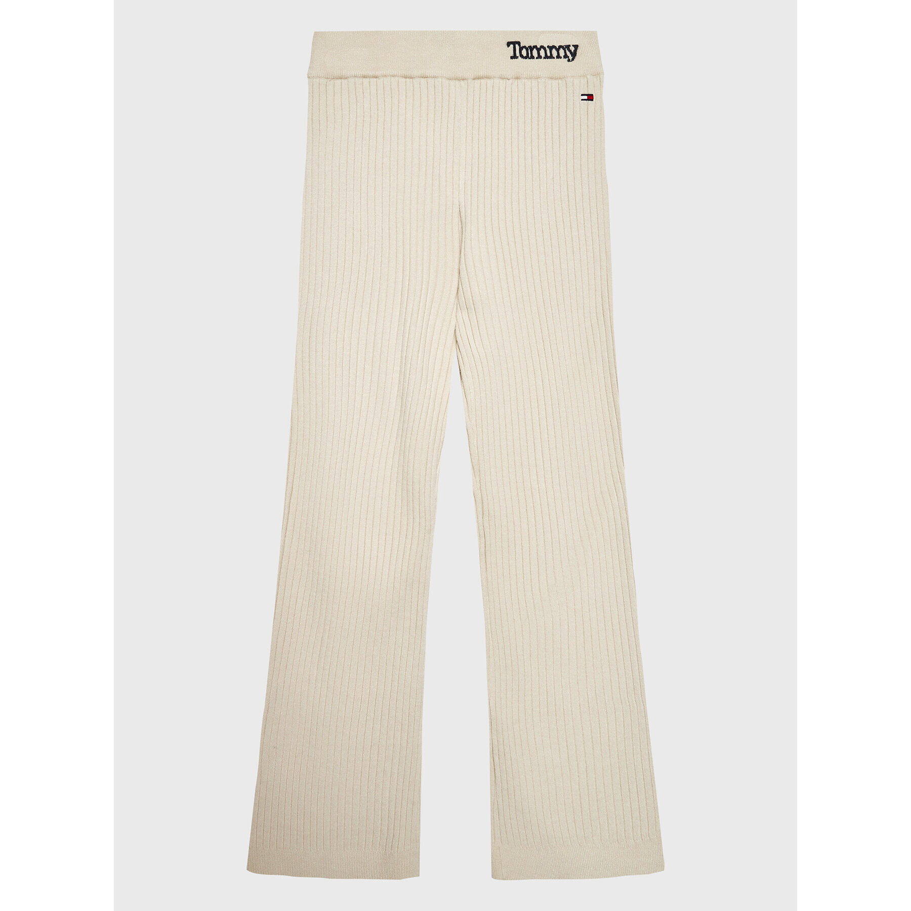 Tommy Hilfiger Pantaloni din material Comfy Rib Essential KG0KG07069 D Bej Regular Fit - Pled.ro