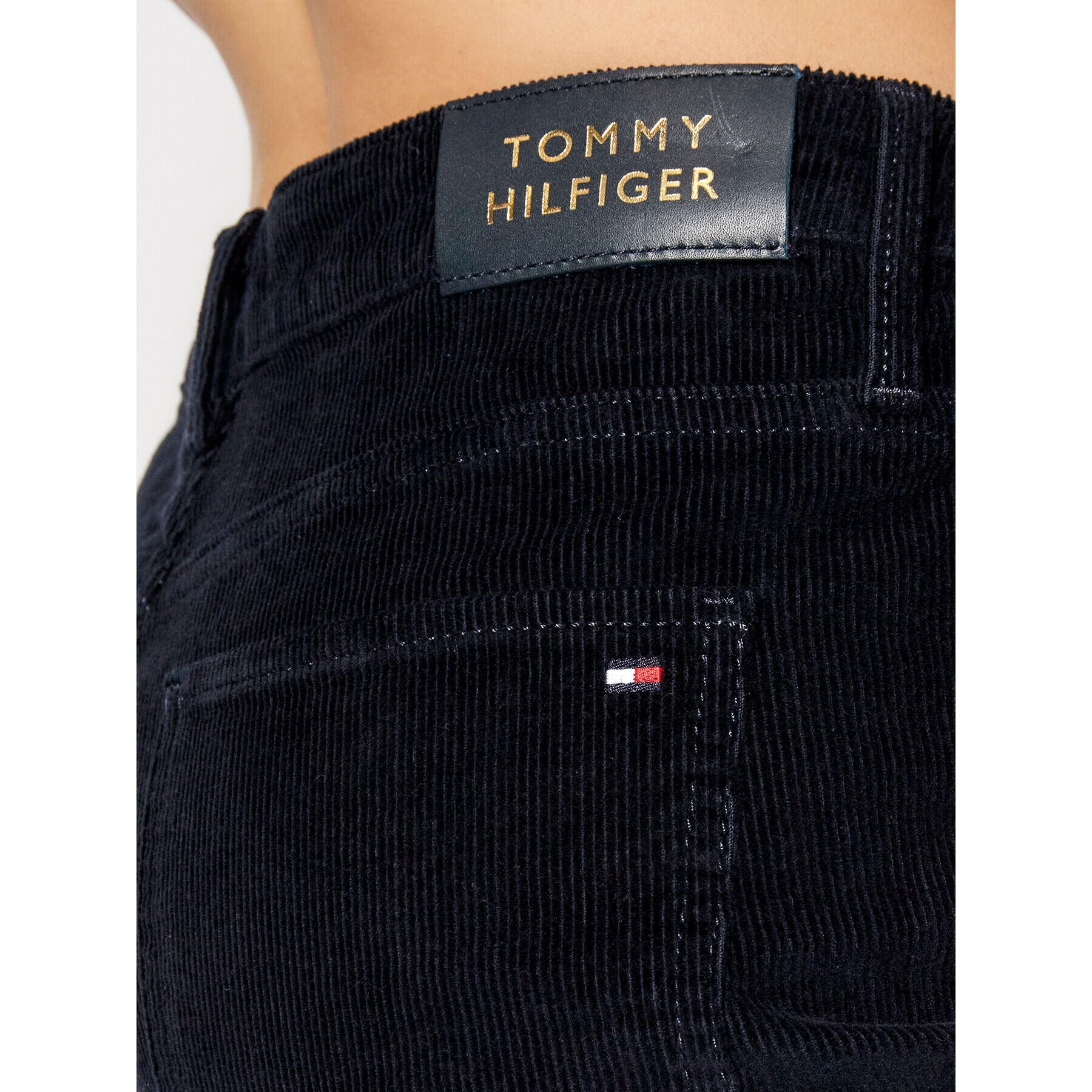 Tommy Hilfiger Pantaloni din material Cord WW0WW32140 Bleumarin Bootcut Fit - Pled.ro