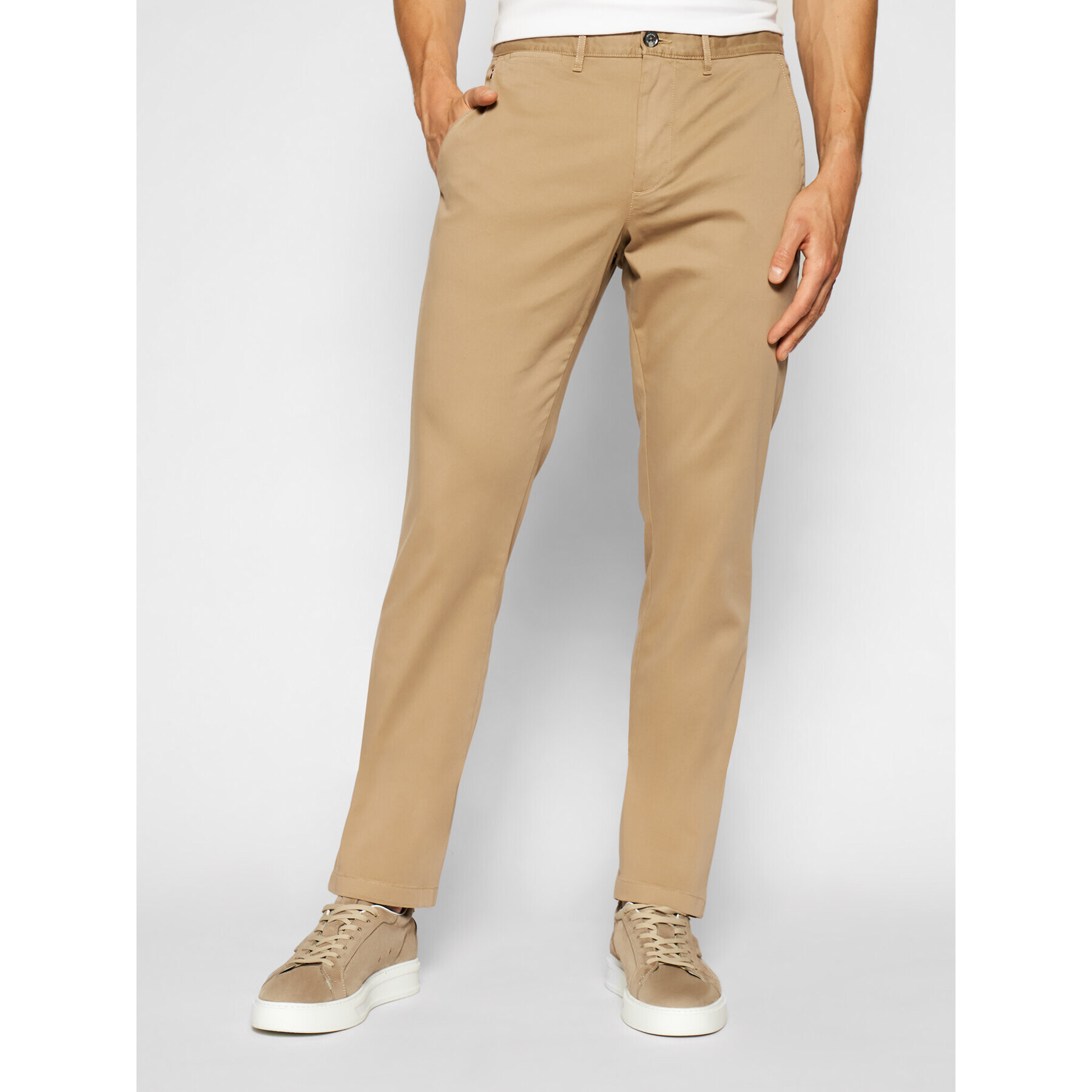 Tommy Hilfiger Pantaloni din material Denton MW0MW13286 Bej Straight Fit - Pled.ro