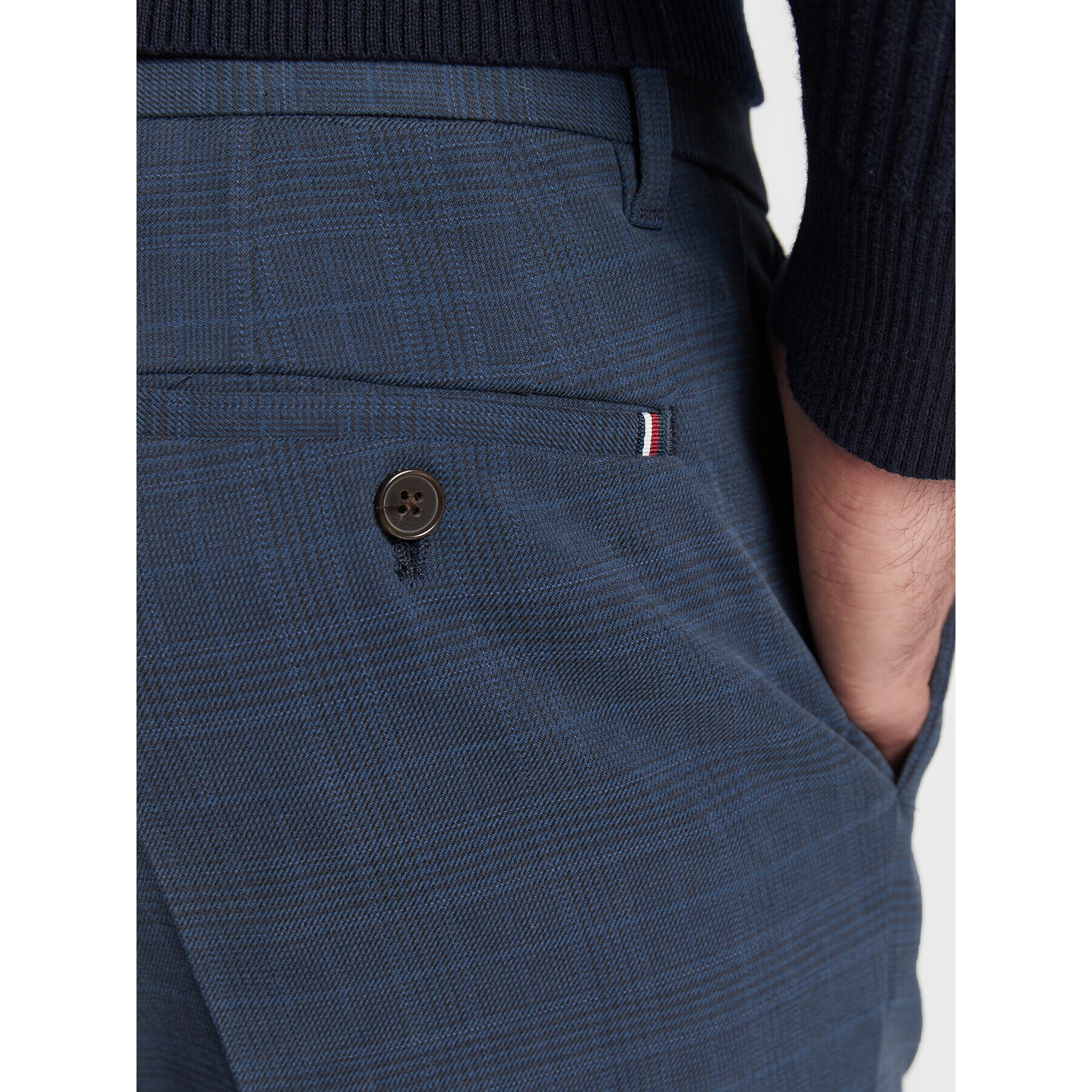 Tommy Hilfiger Pantaloni din material Denton Prince Of Wales MW0MW28648 Albastru Slim Fit - Pled.ro