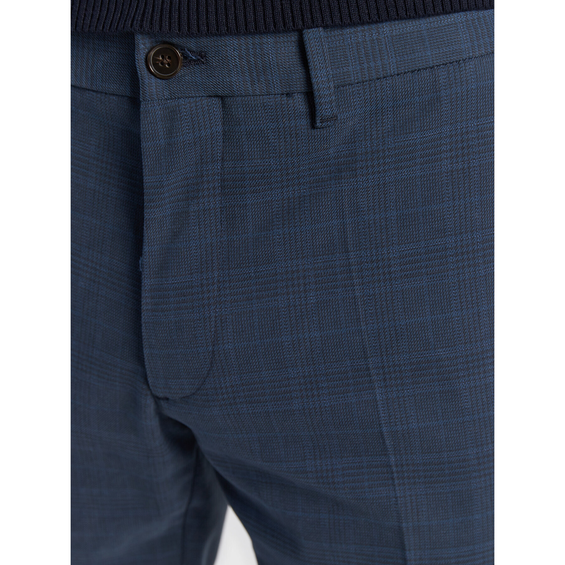 Tommy Hilfiger Pantaloni din material Denton Prince Of Wales MW0MW28648 Albastru Slim Fit - Pled.ro