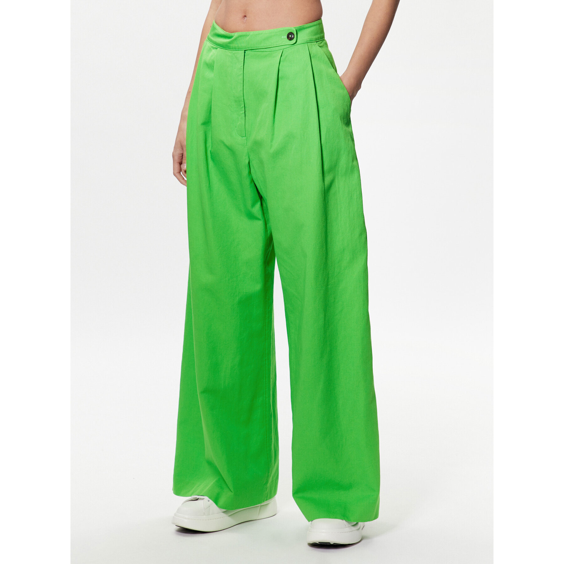 Tommy Hilfiger Pantaloni din material WW0WW38596 Verde Wide Leg - Pled.ro