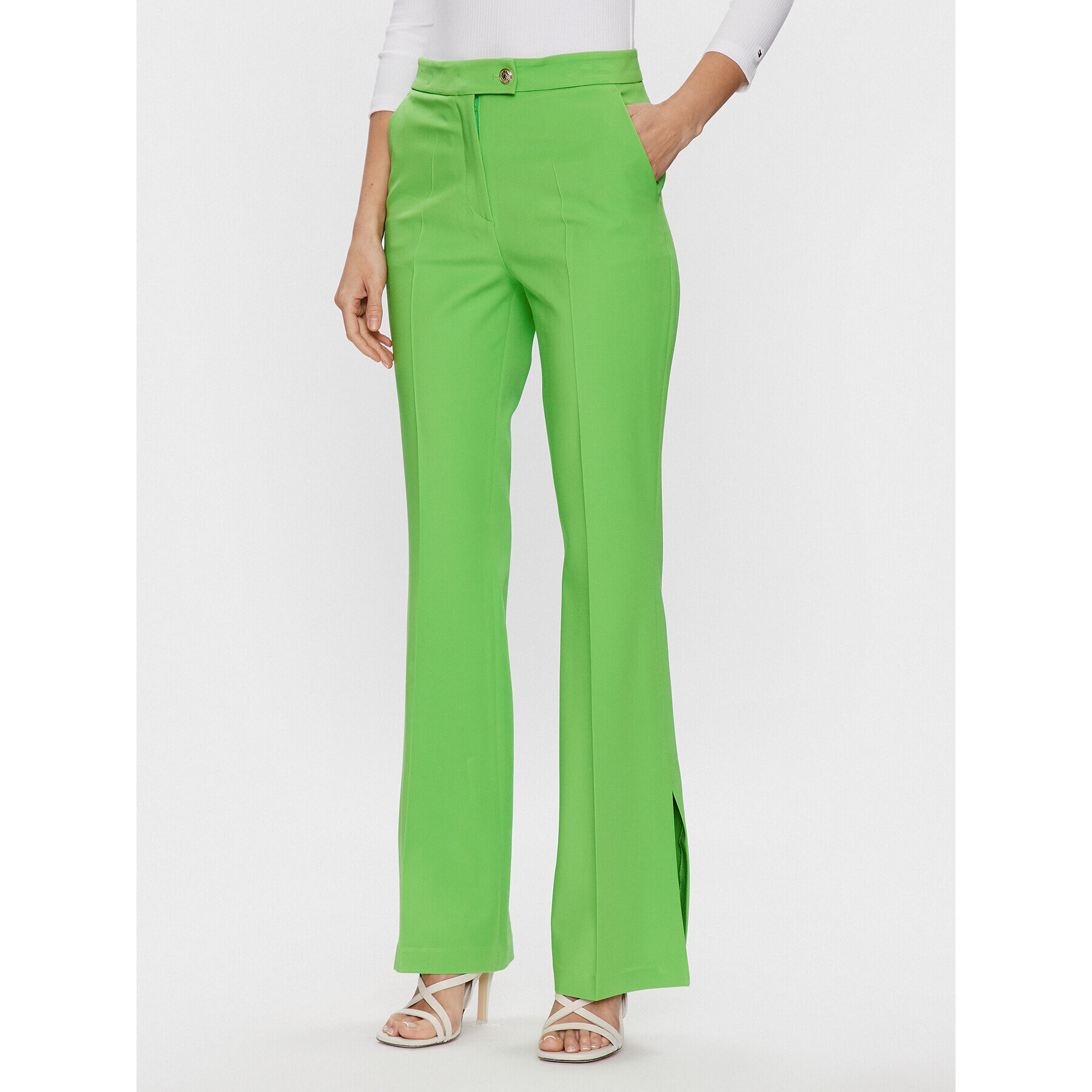 Tommy Hilfiger Pantaloni din material WW0WW38598 Verde Flare Fit - Pled.ro