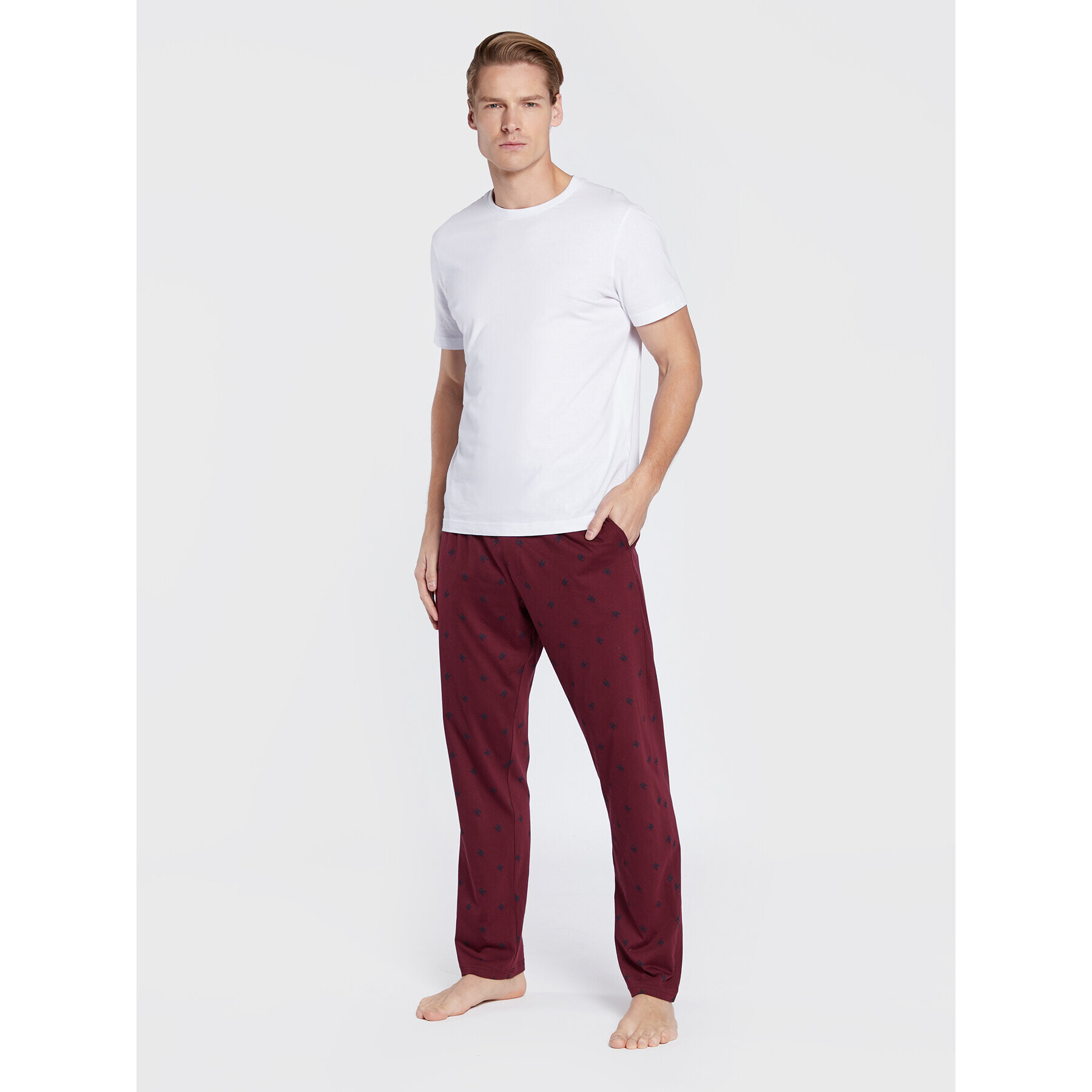 Tommy Hilfiger Pantaloni pijama Print UM0UM01919 Vișiniu Regular Fit - Pled.ro