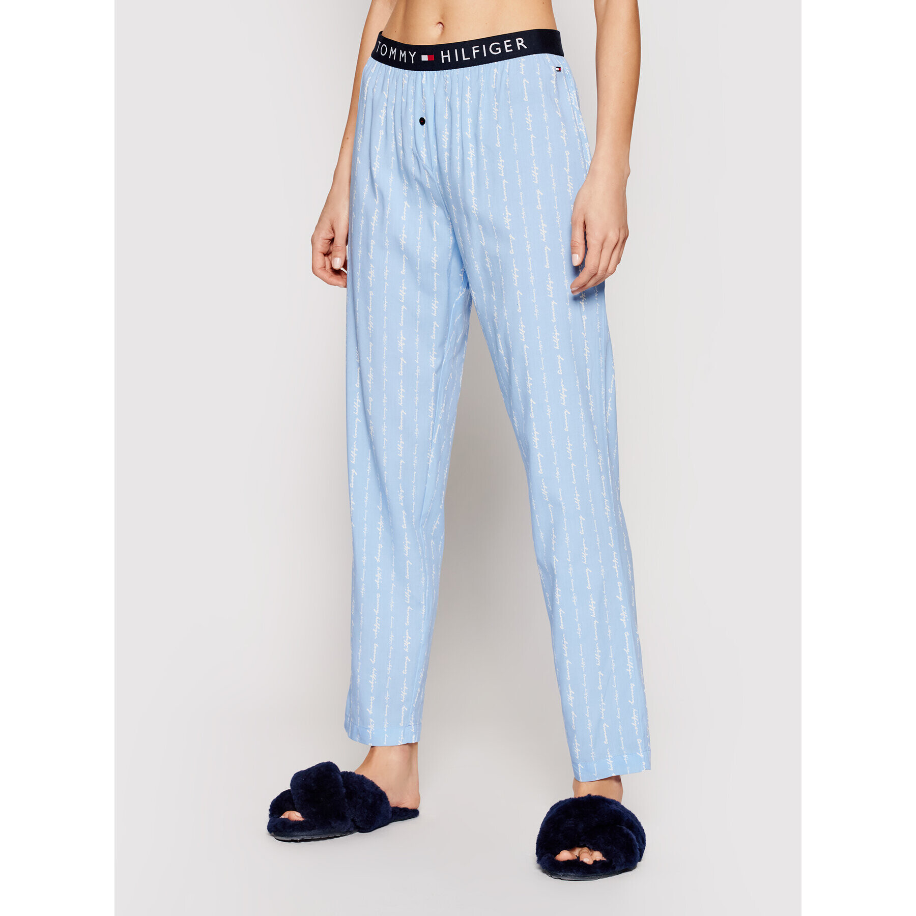 Tommy Hilfiger Pantaloni pijama Woven Print UW0UW02604 Albastru - Pled.ro