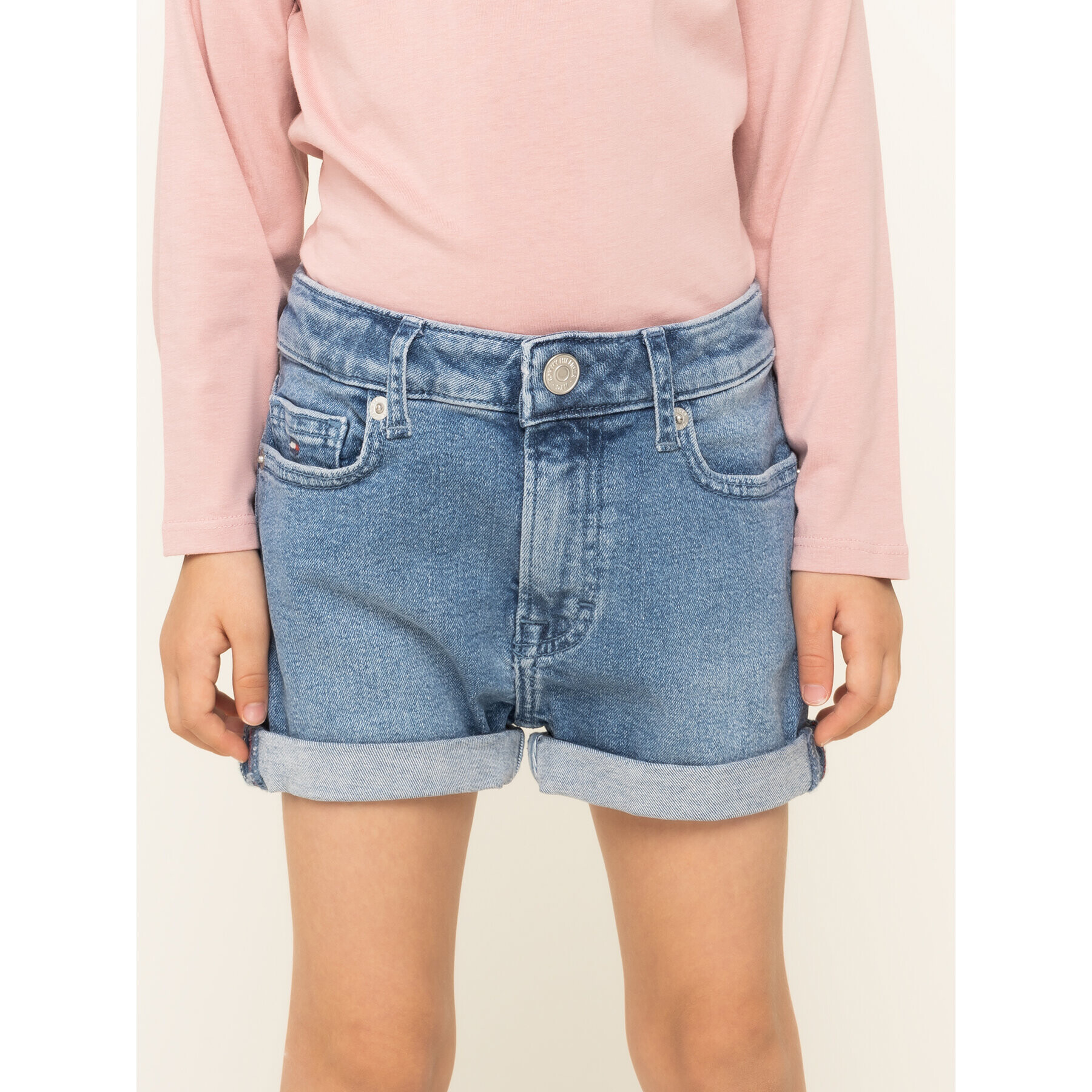 Tommy Hilfiger Pantaloni scurți de blugi High Rise Shorts Pilblst S KG0KG04710 Albastru Regular Fit - Pled.ro