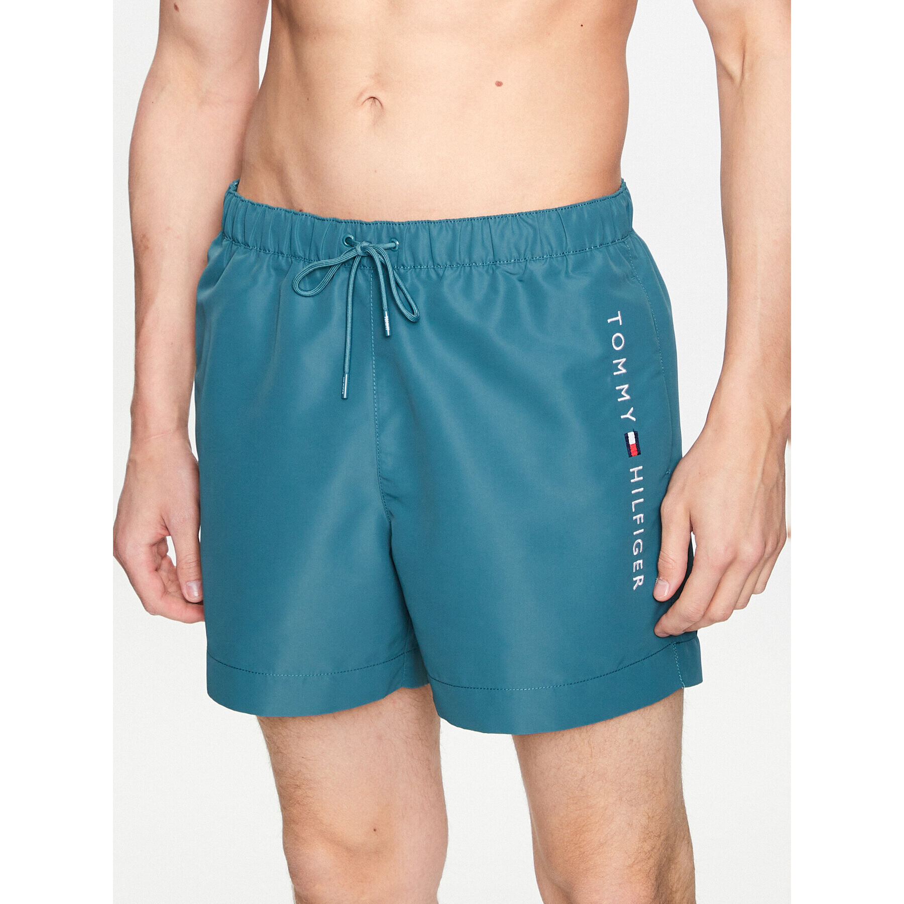 Tommy Hilfiger Pantaloni scurți de plajă Medium Drawstring UM0UM02885 Verde Regular Fit - Pled.ro