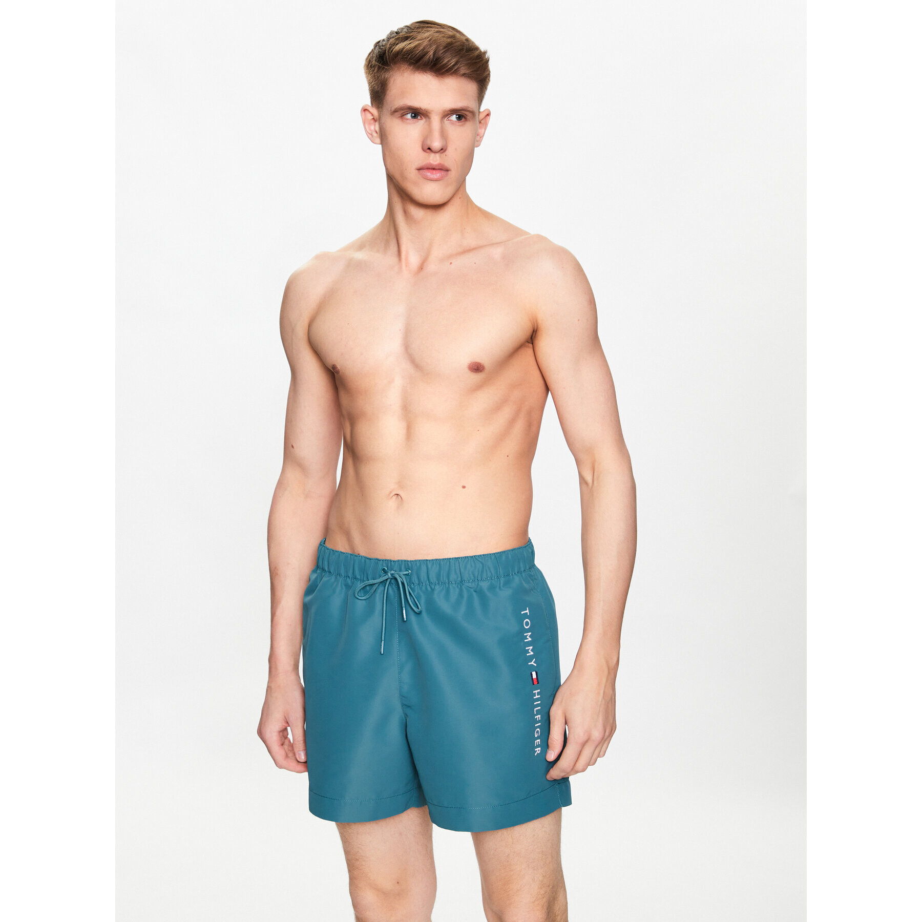 Tommy Hilfiger Pantaloni scurți de plajă Medium Drawstring UM0UM02885 Verde Regular Fit - Pled.ro