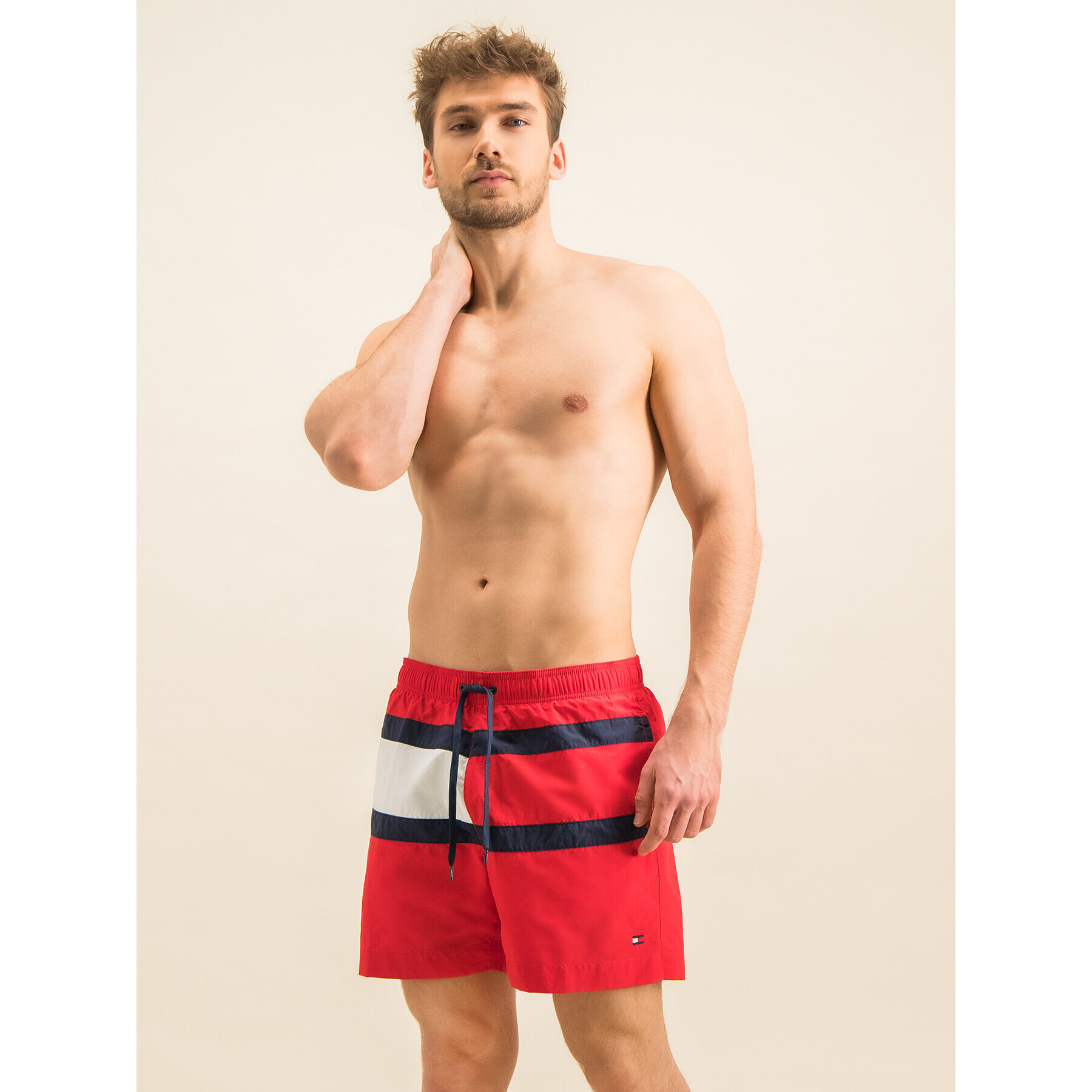 Tommy Hilfiger Pantaloni scurți pentru înot Medium Drawstring UM0UM01070 Roșu Regular Fit - Pled.ro