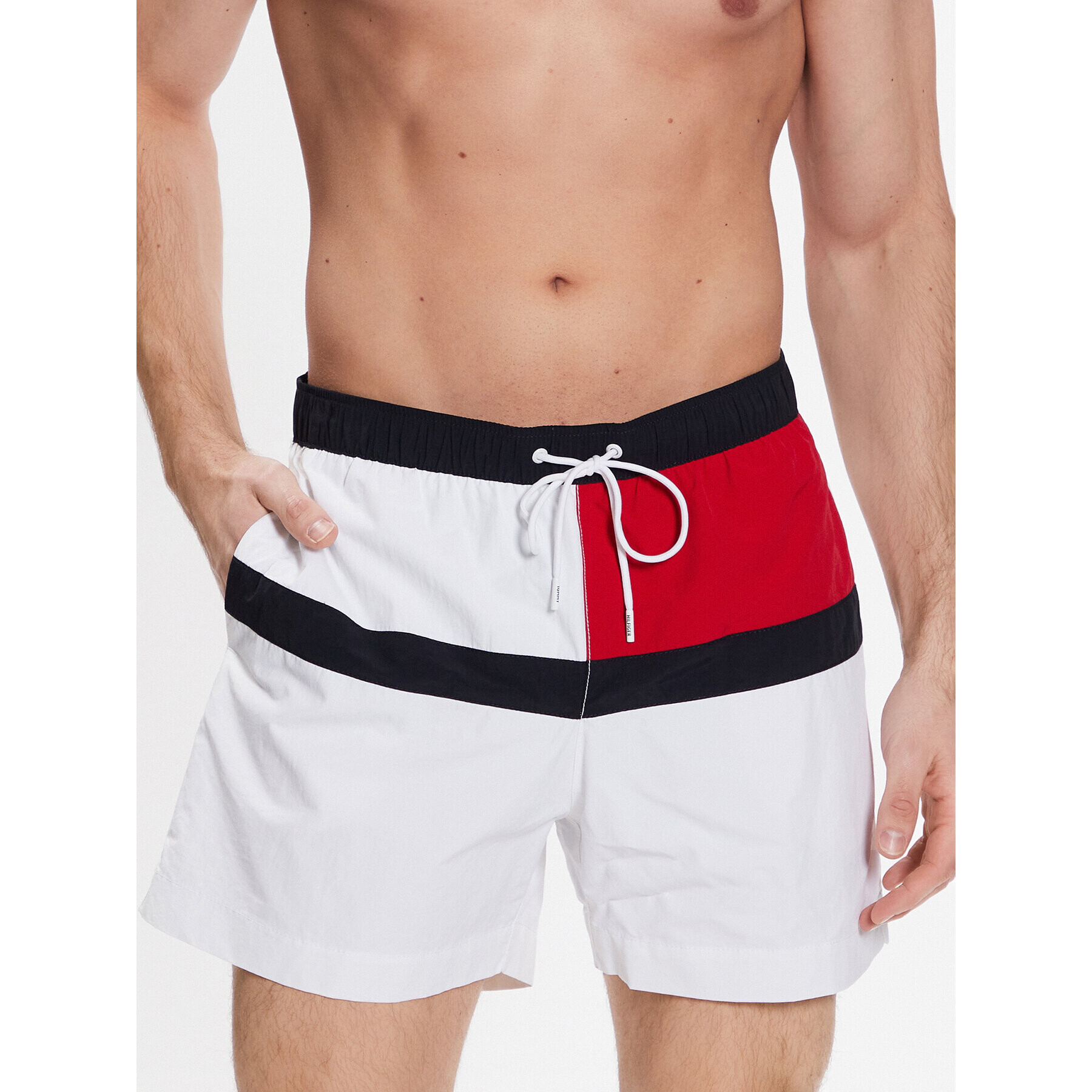 Tommy Hilfiger Pantaloni scurți pentru înot UM0UM02744 Alb Regular Fit - Pled.ro