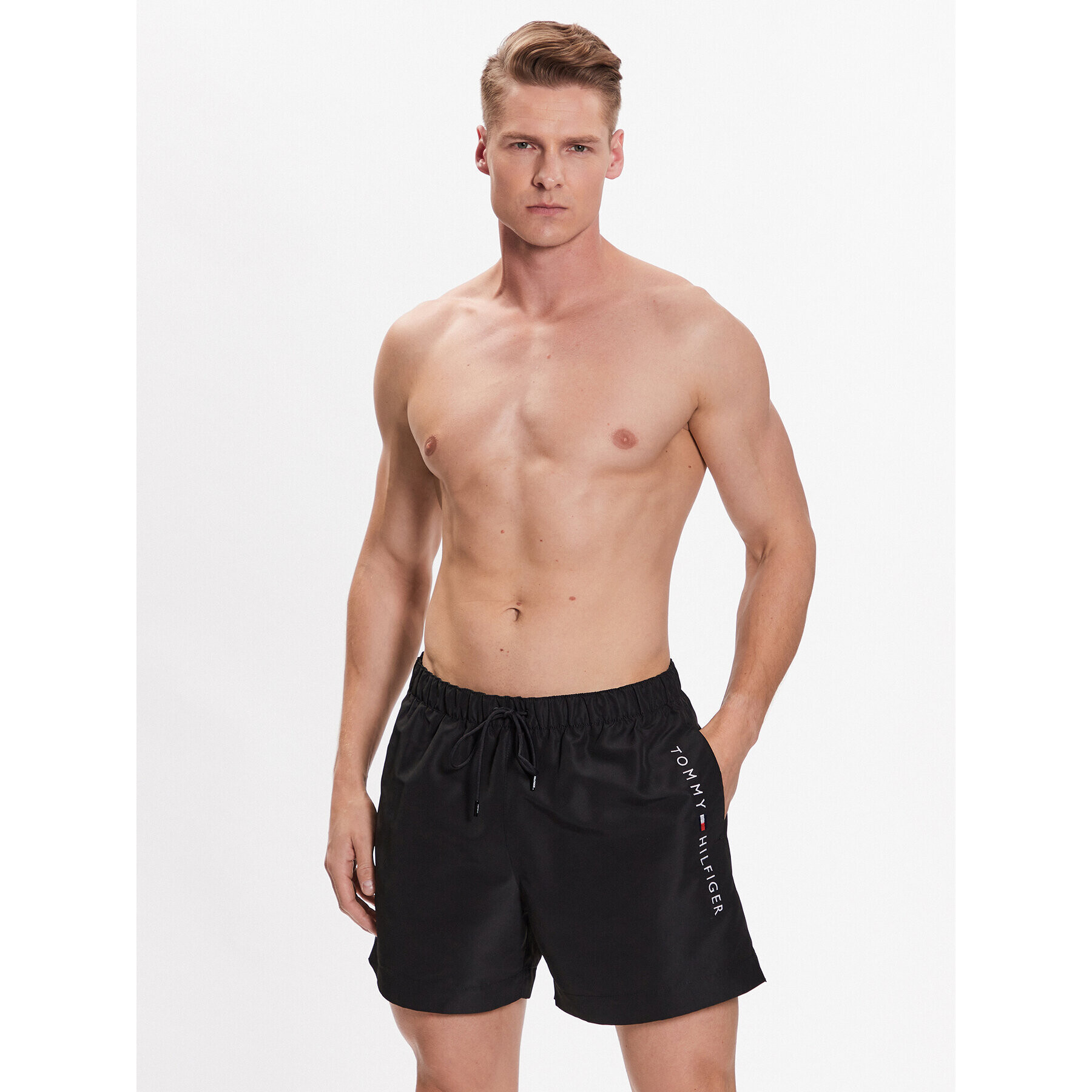 Tommy Hilfiger Pantaloni scurți pentru înot UM0UM02885 Negru Regular Fit - Pled.ro