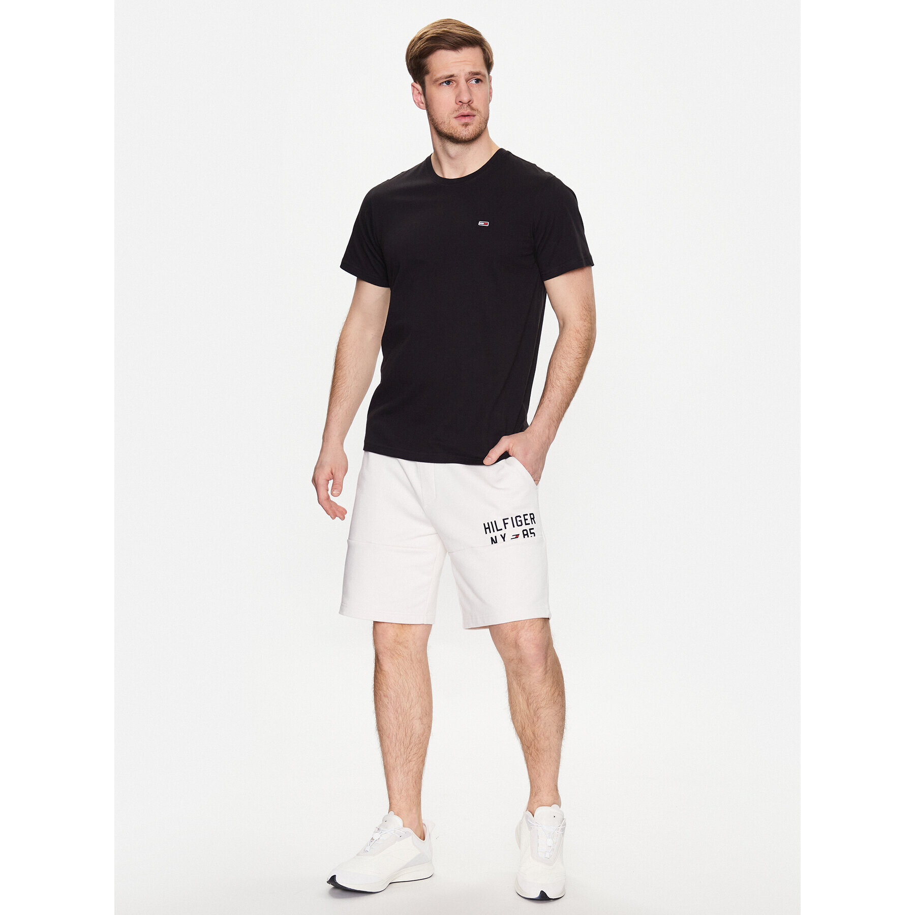 Tommy Hilfiger Pantaloni scurți sport Graphic MW0MW30413 Écru Regular Fit - Pled.ro