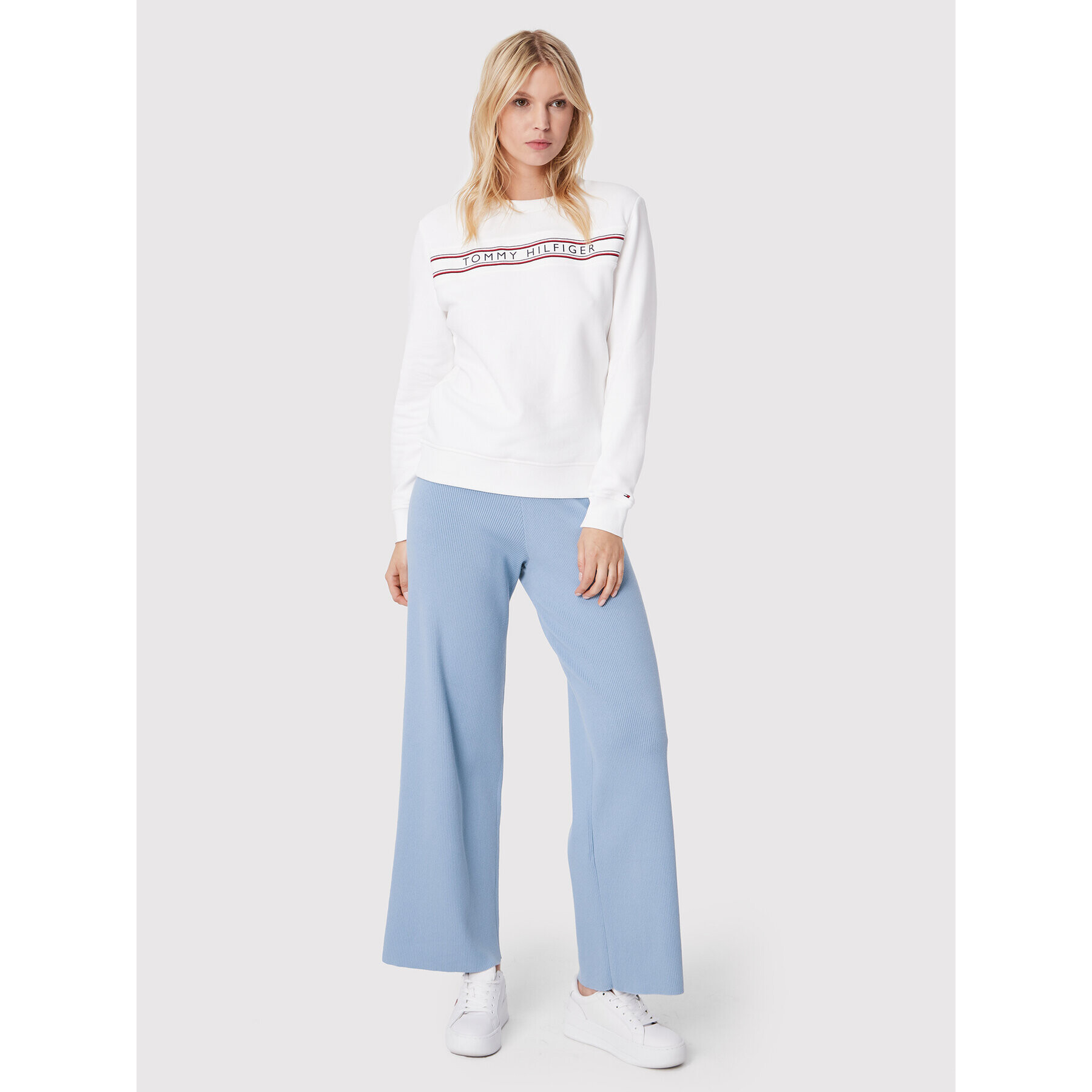 Tommy Hilfiger Pantaloni tricotați Soft Rib WW0WW34511 Albastru Relaxed Fit - Pled.ro