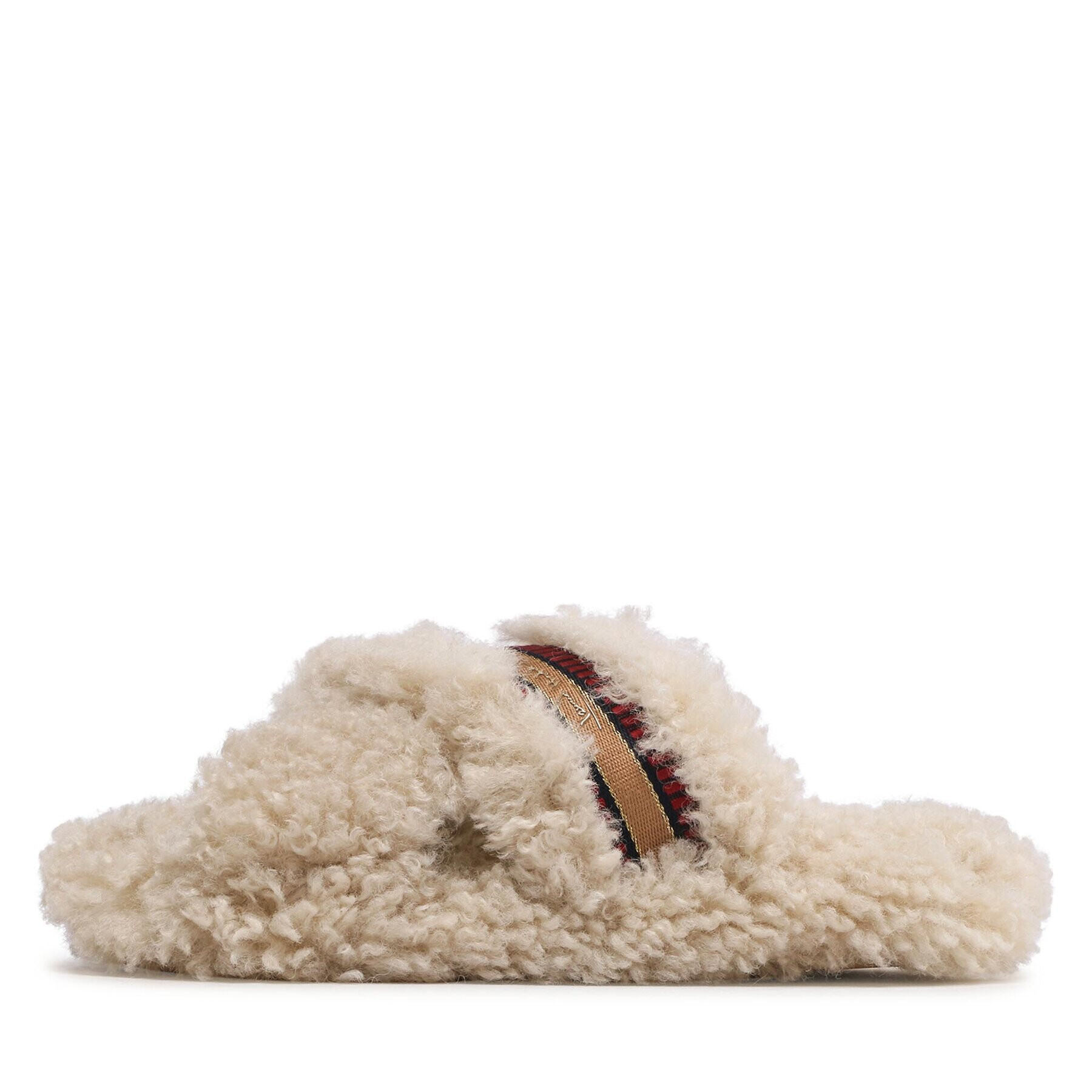 Tommy Hilfiger Papuci de casă Sherpa Fur Home Slippers Strap FW0FW06576 Bej - Pled.ro