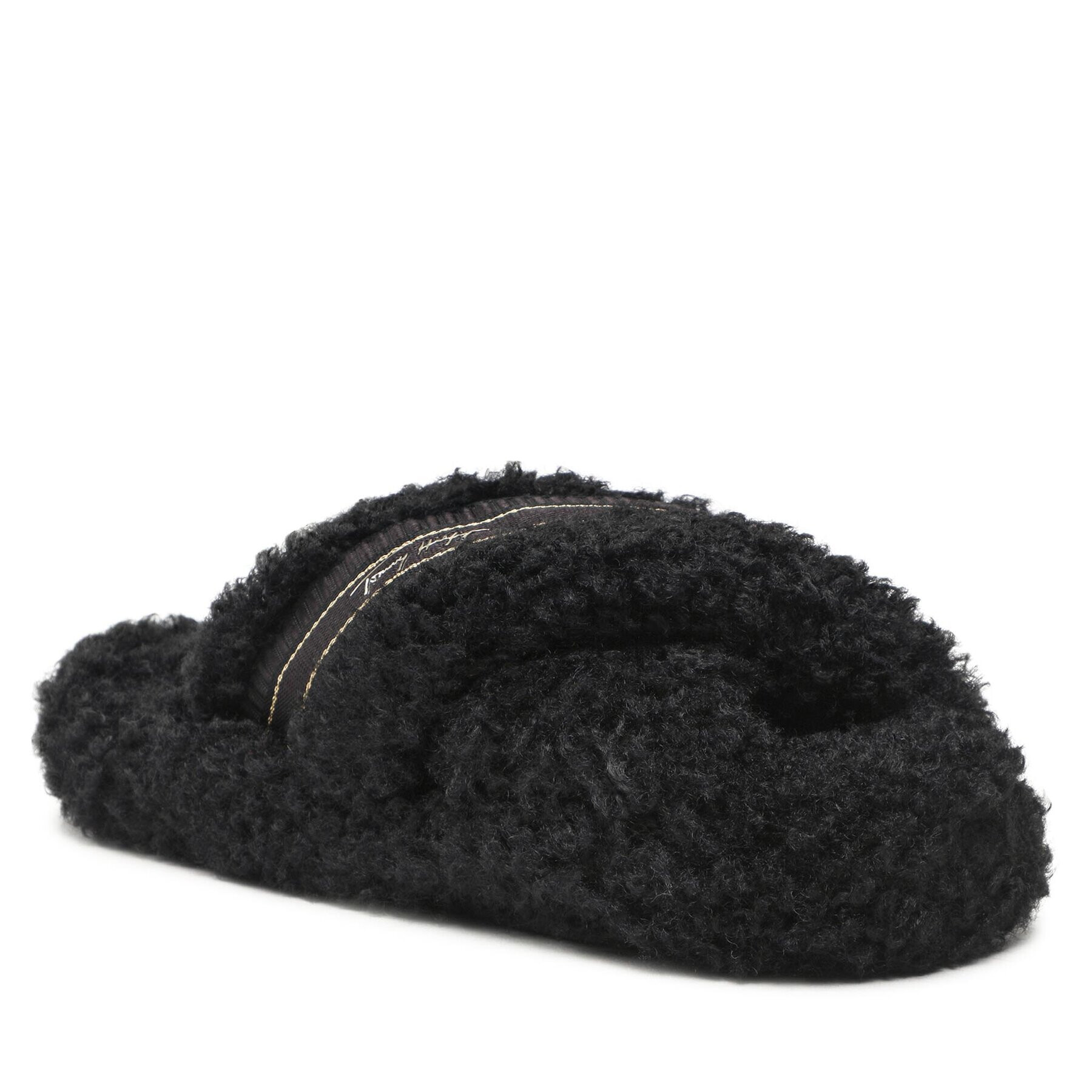 Tommy Hilfiger Papuci de casă Sherpa Fur Home Slippers Straps FW0FW06576 Negru - Pled.ro