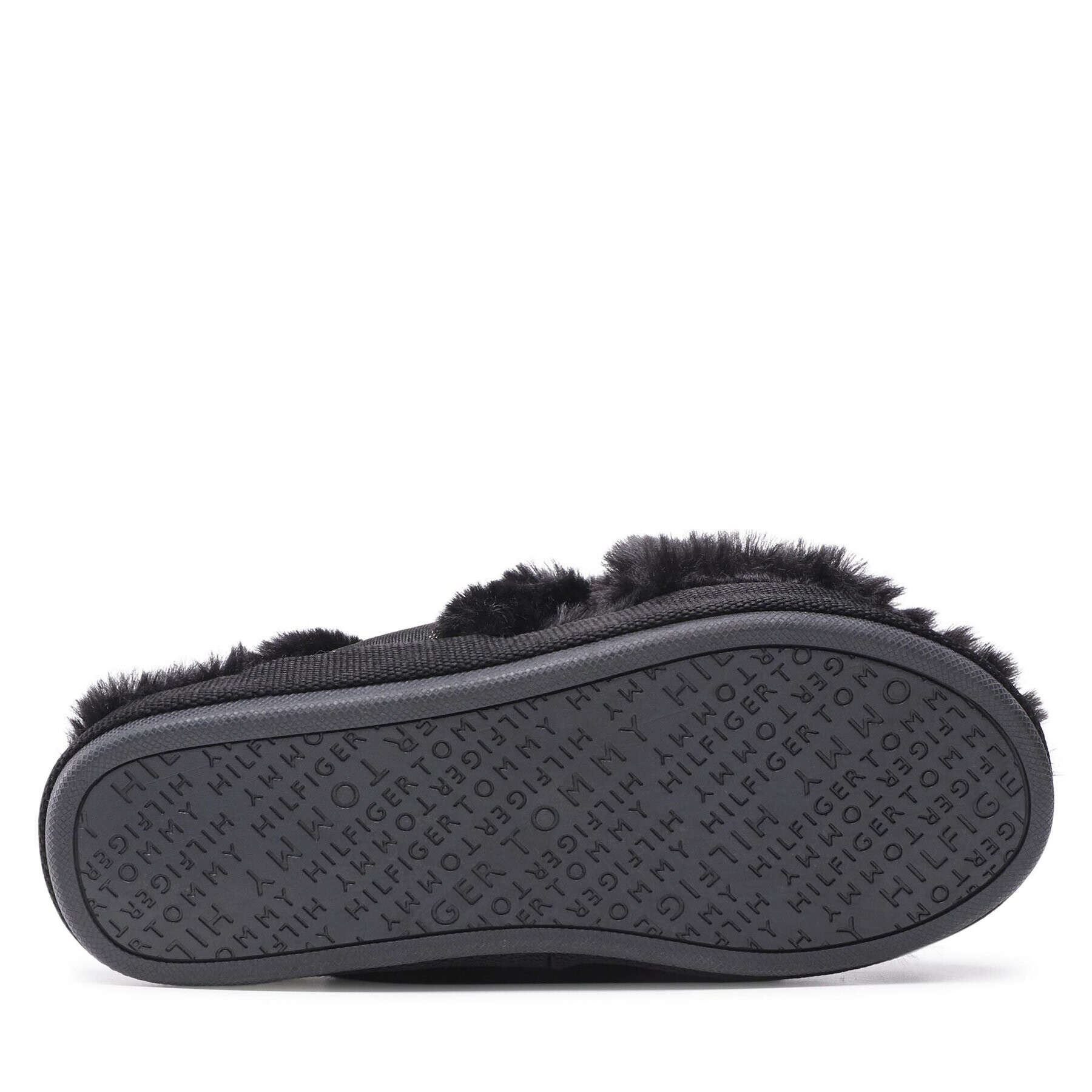 Tommy Hilfiger Papuci de casă Shiny Webbing Furry Slipper FW0FW06092 Negru - Pled.ro