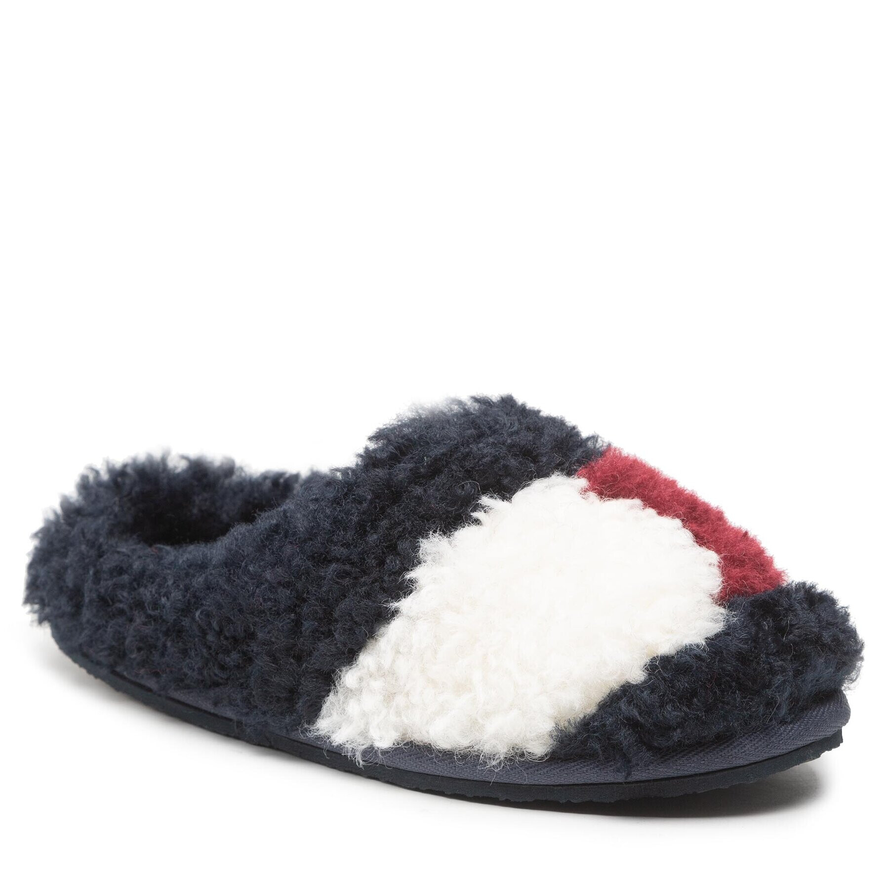 Tommy Hilfiger Papuci de casă Th Home Slipper Sherpa Fur FW0FW06577 Bleumarin - Pled.ro