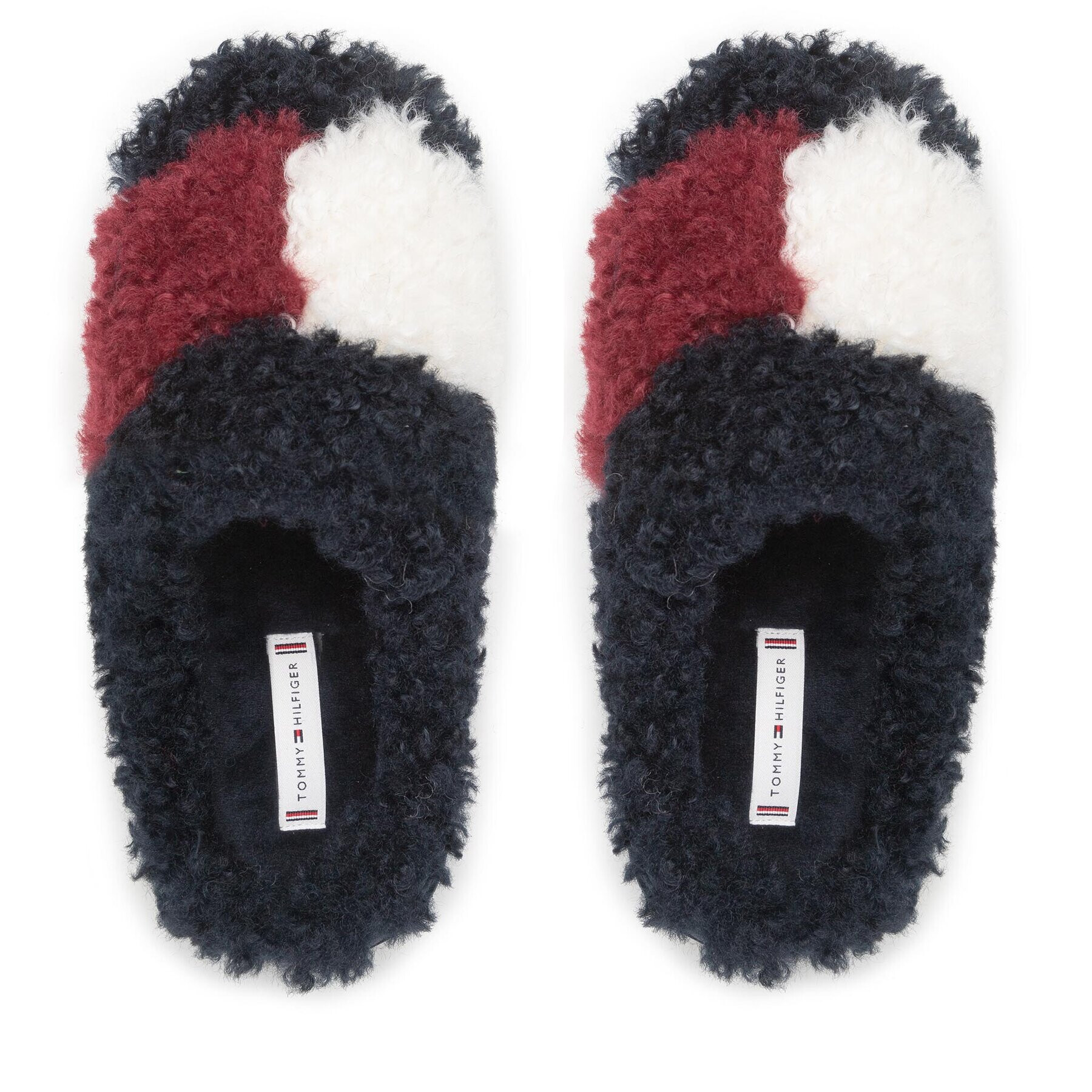 Tommy Hilfiger Papuci de casă Th Home Slipper Sherpa Fur FW0FW06577 Bleumarin - Pled.ro